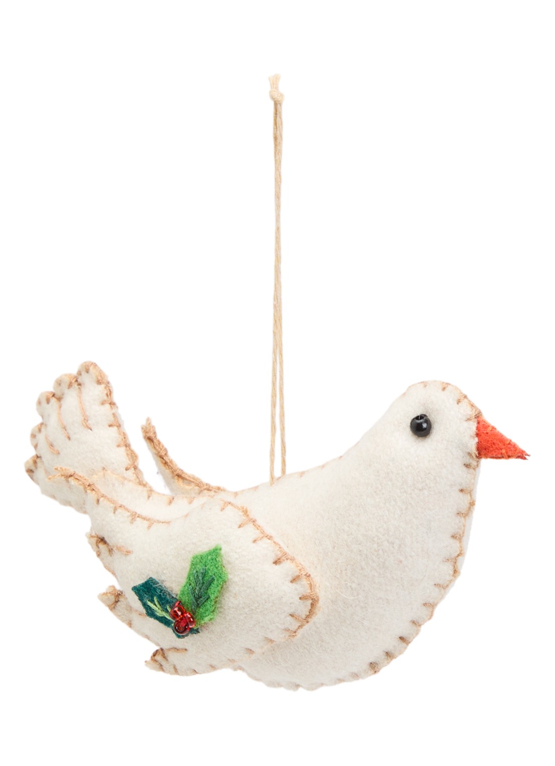Meander Kerst duif kersthanger 7 cm - voorkant 2 wit