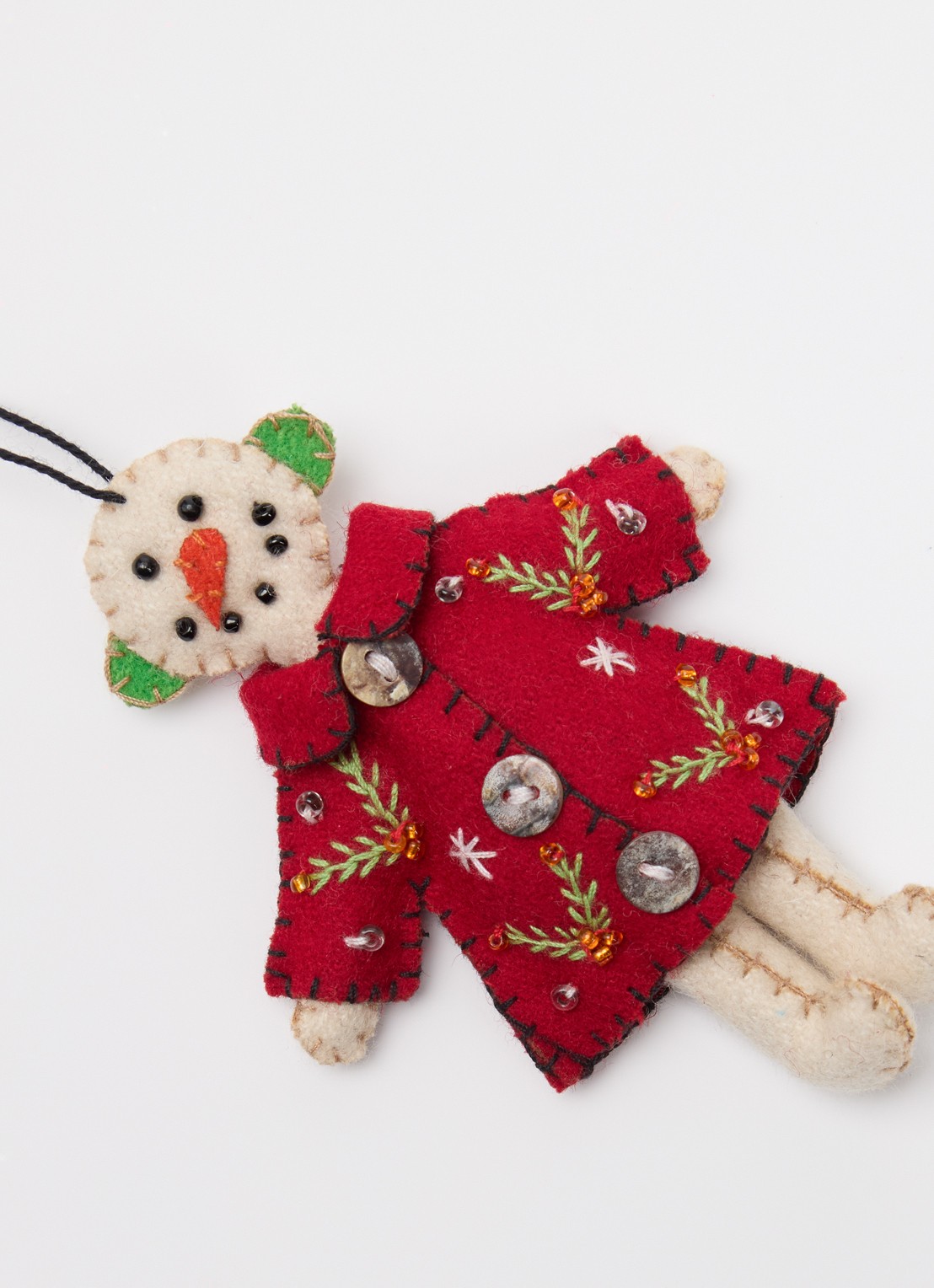 Meander Sneeuwpop met kerstjas 10,5 cm - detail multicolor