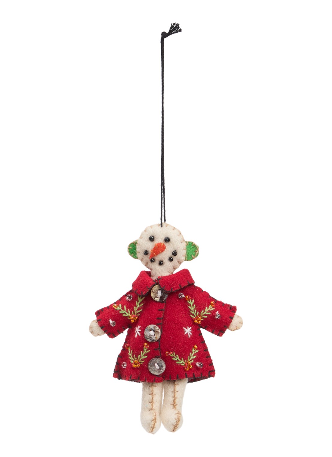 Meander Sneeuwpop met kerstjas 10,5 cm - voorkant 2 multicolor
