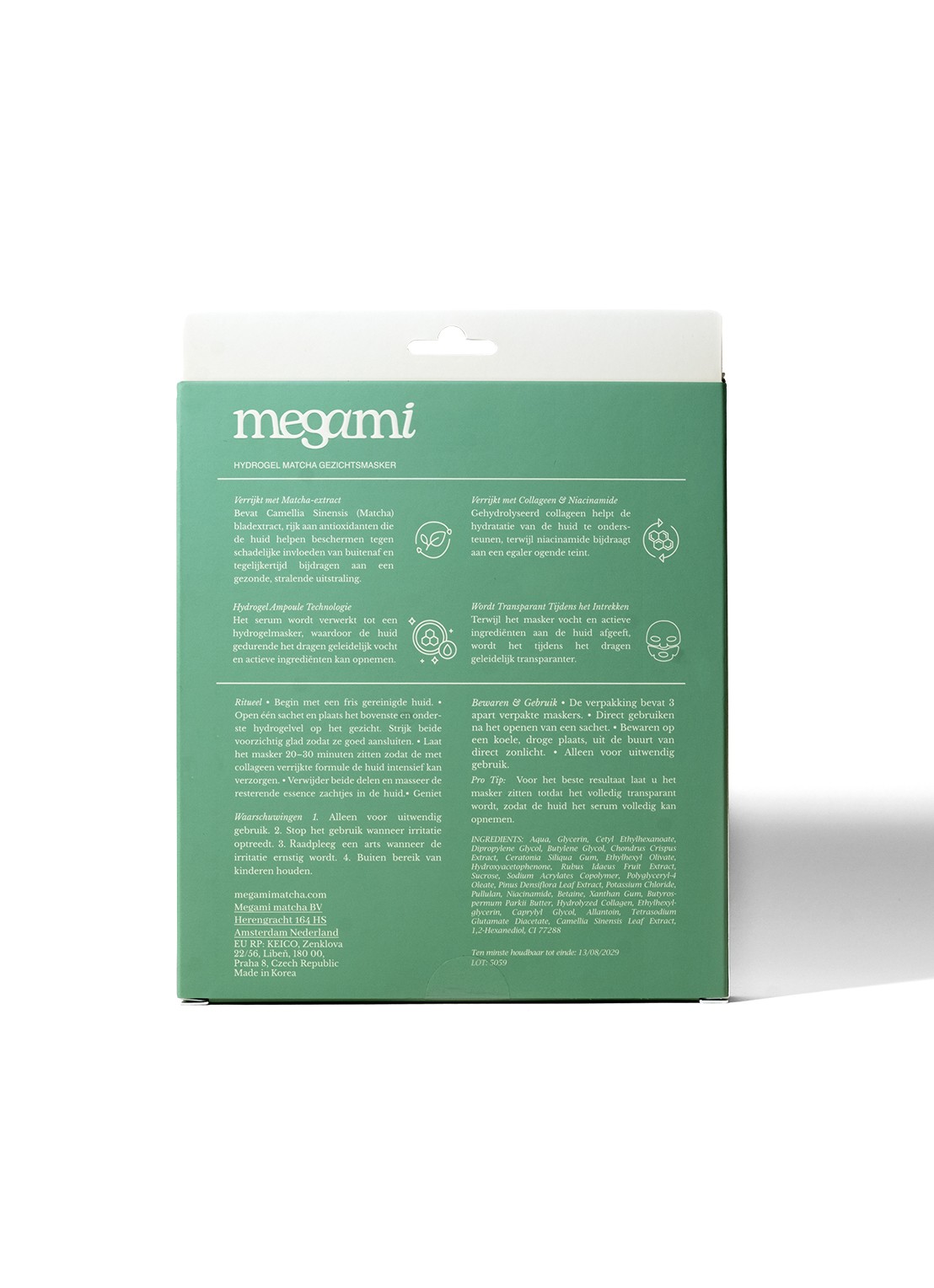 MEGAMI Matcha Mask - gezichtsmasker 3 stuks - detail undefined