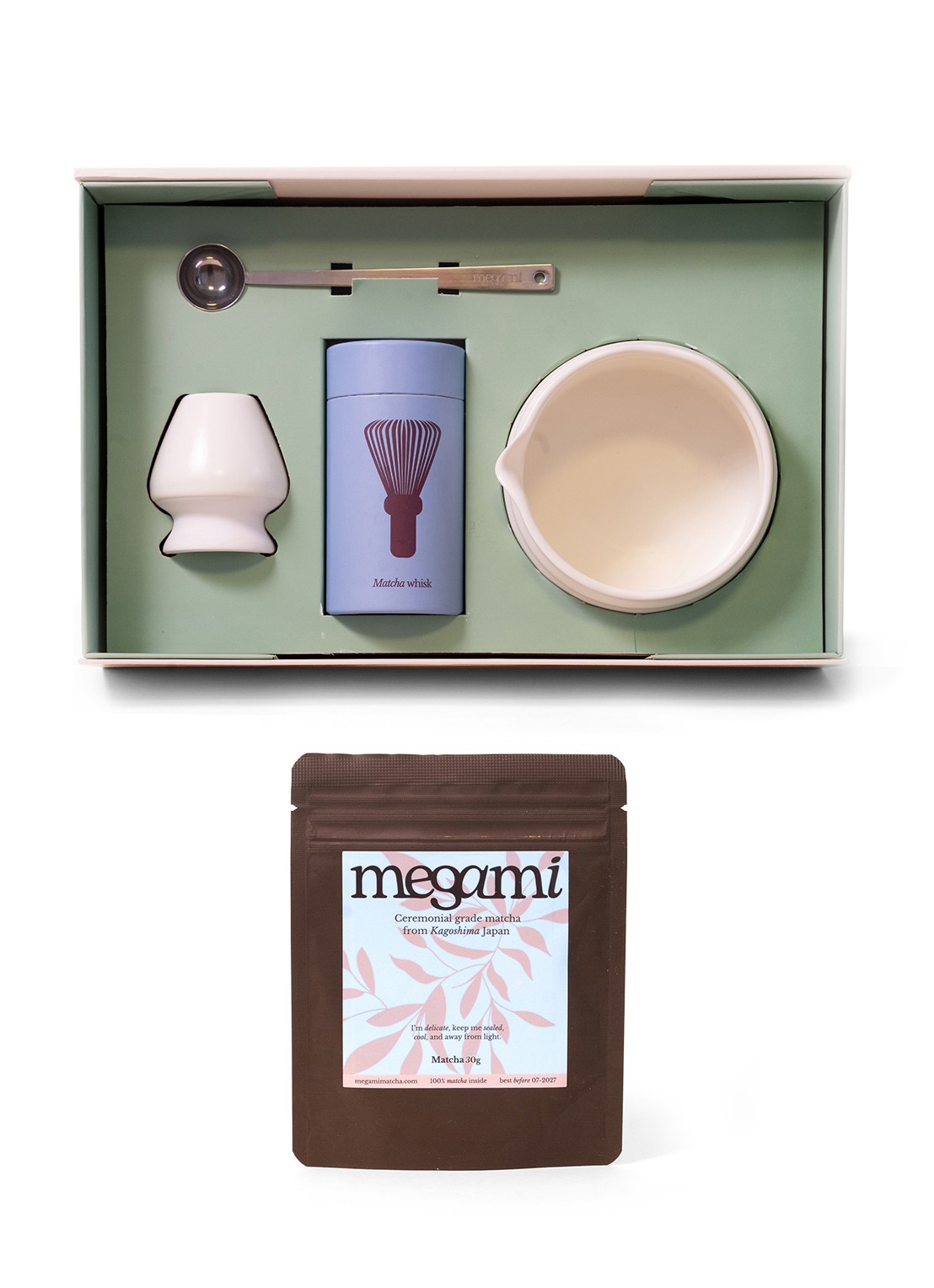 Megami Matcha set in geschenkdoos 5-delig - voorkant paars