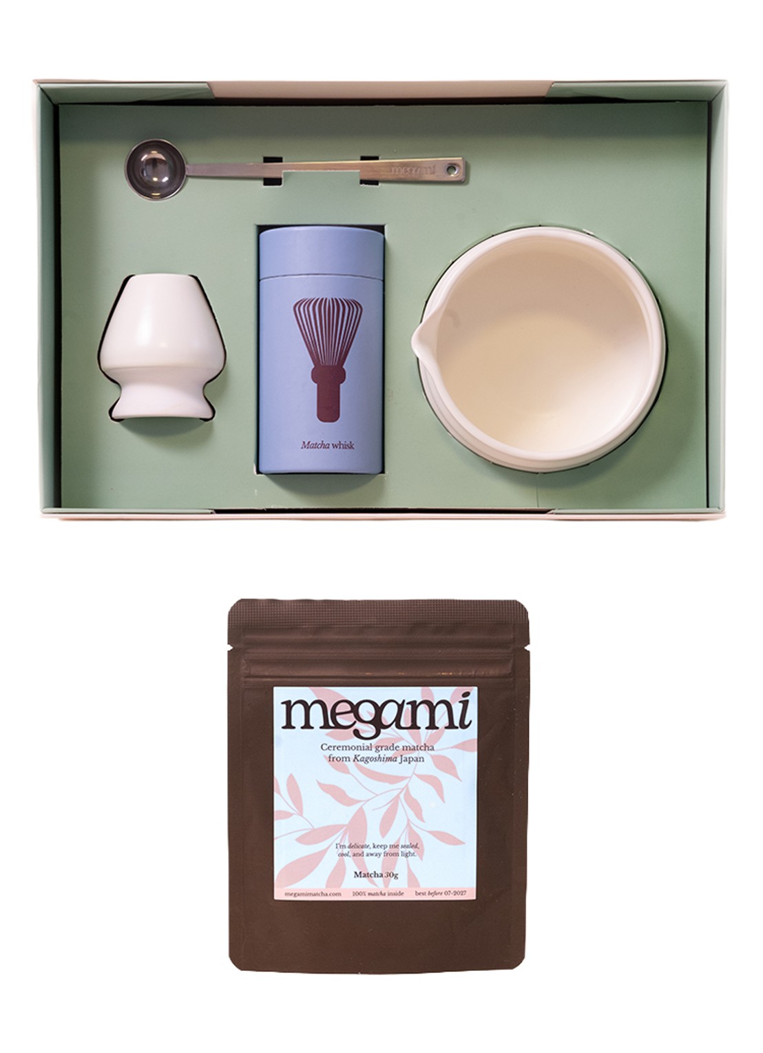 Megami Matcha set in geschenkdoos 5-delig - voorkant 3 paars