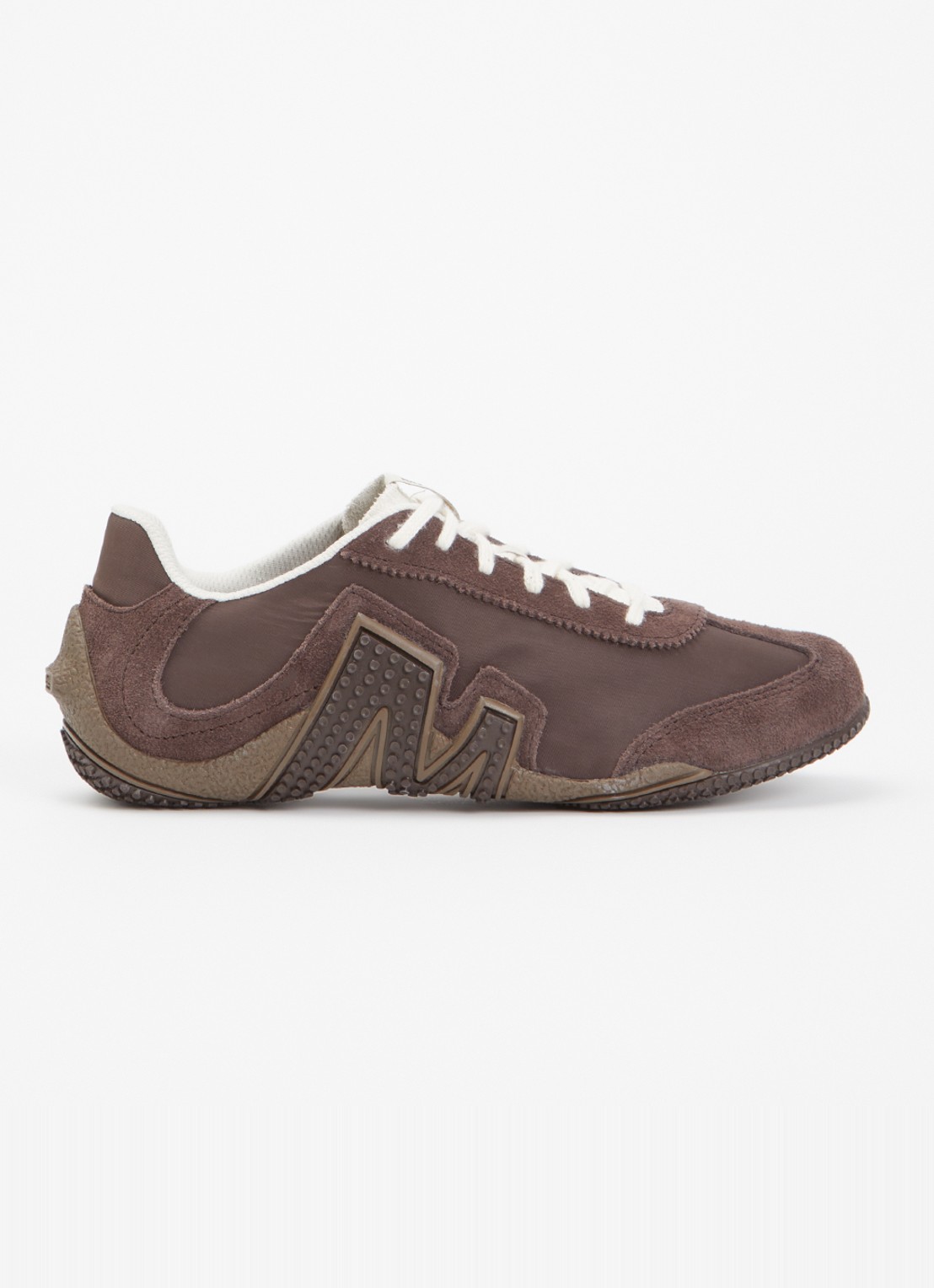 Merrell Relay Fly Vent sneaker van suède met mesh details - voorkant 2 chocoladebruin