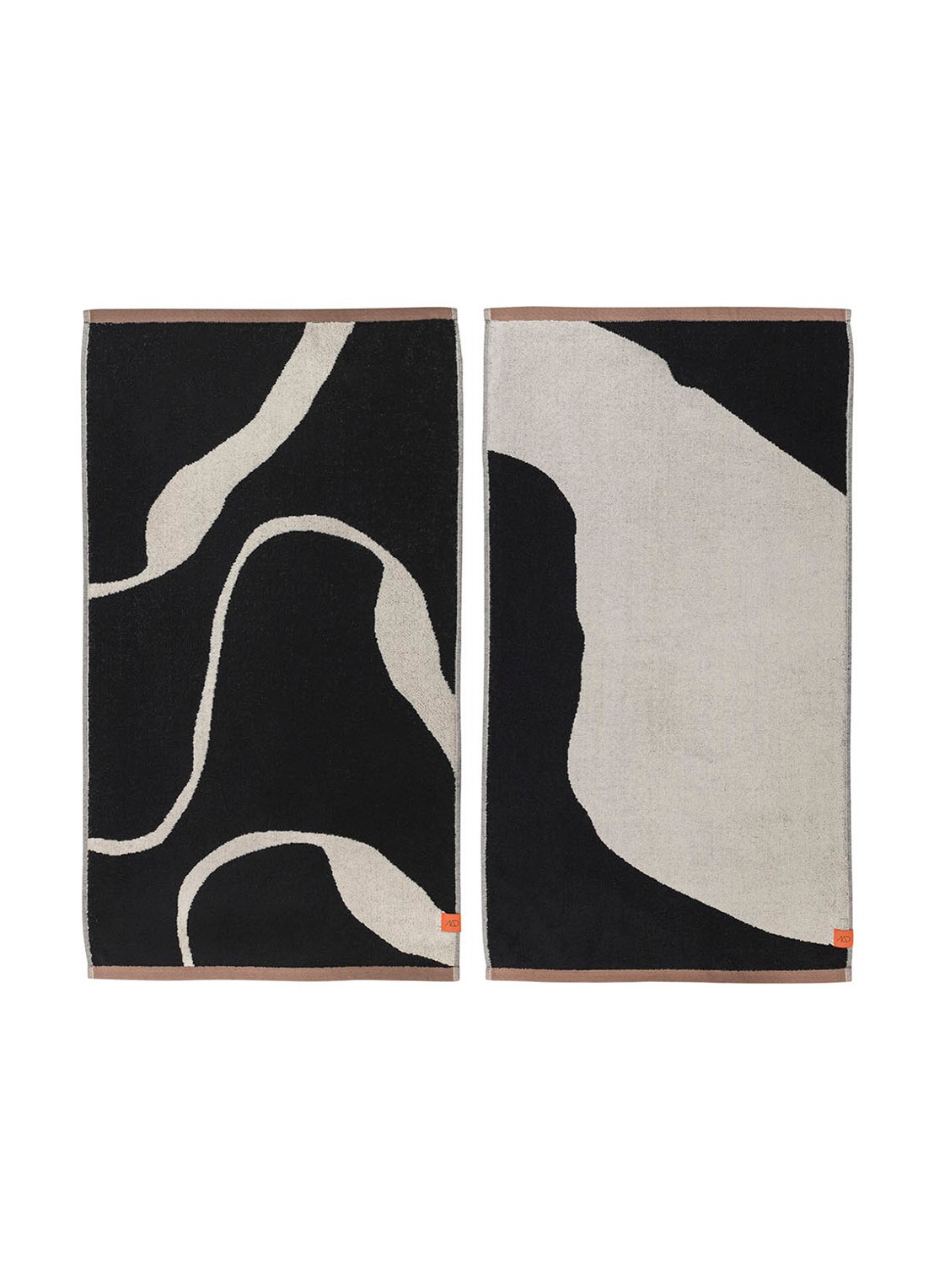 Mette Ditmer Nova Arte gast handdoeken -500 gr/m2 - 55 x 40 cm - set van 2 - voorkant zwart
