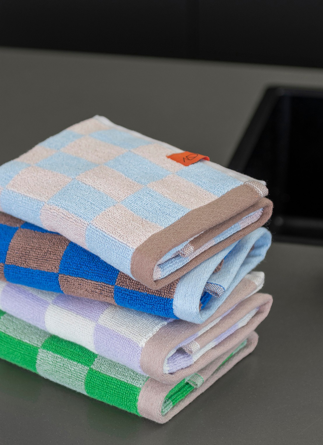 Mette Ditmer Retro gastendoek set van 2 - 40 x 55 cm - detail blauw