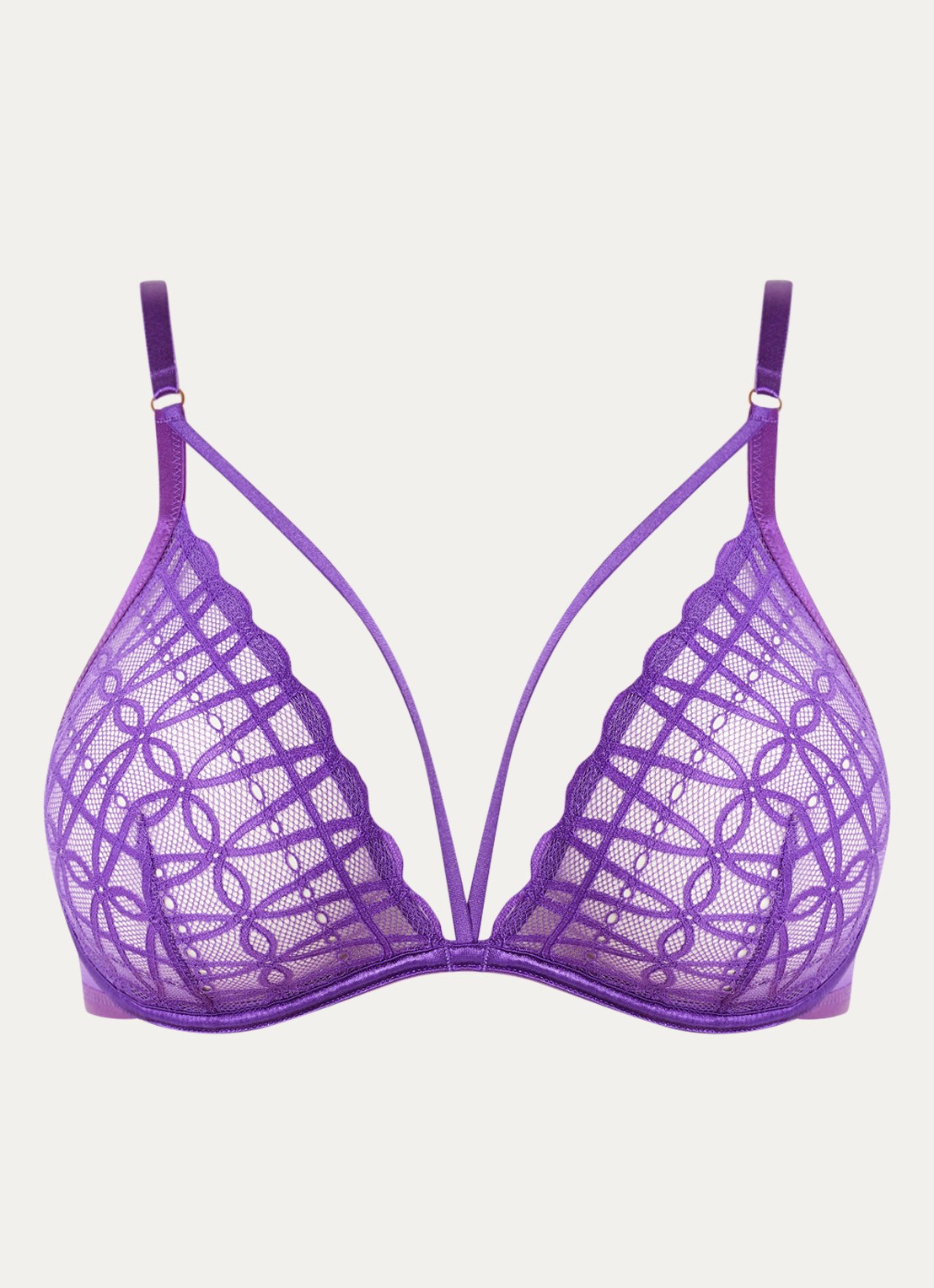 Mey Beugel bh van mesh met borduring  - voorkant paars