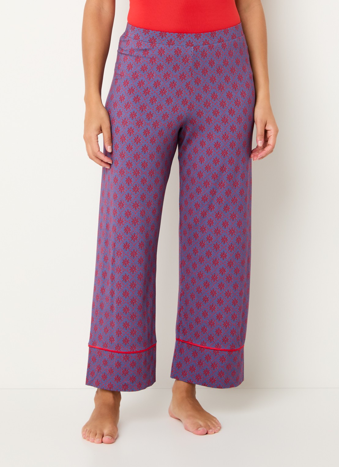 Mey High waist wide fit pyjamabroek met print - detail 2 paars