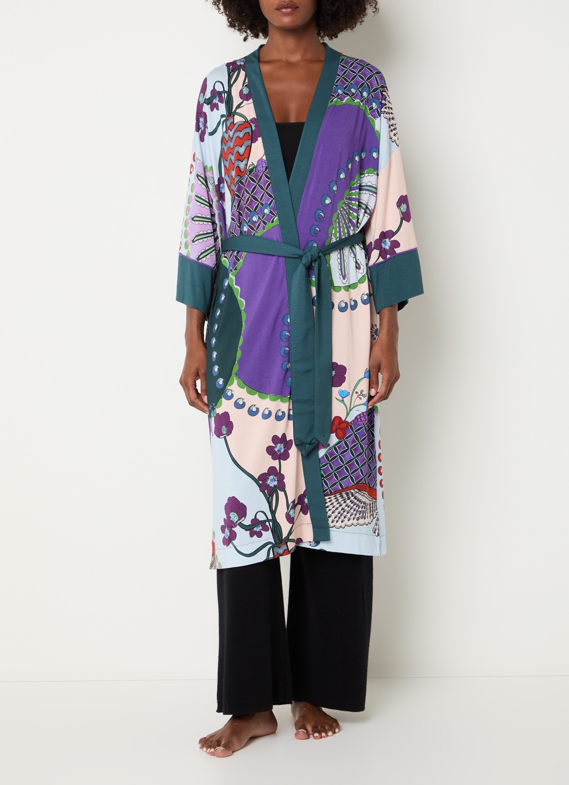 Mey Kimono met print - detail 4 donkergroen