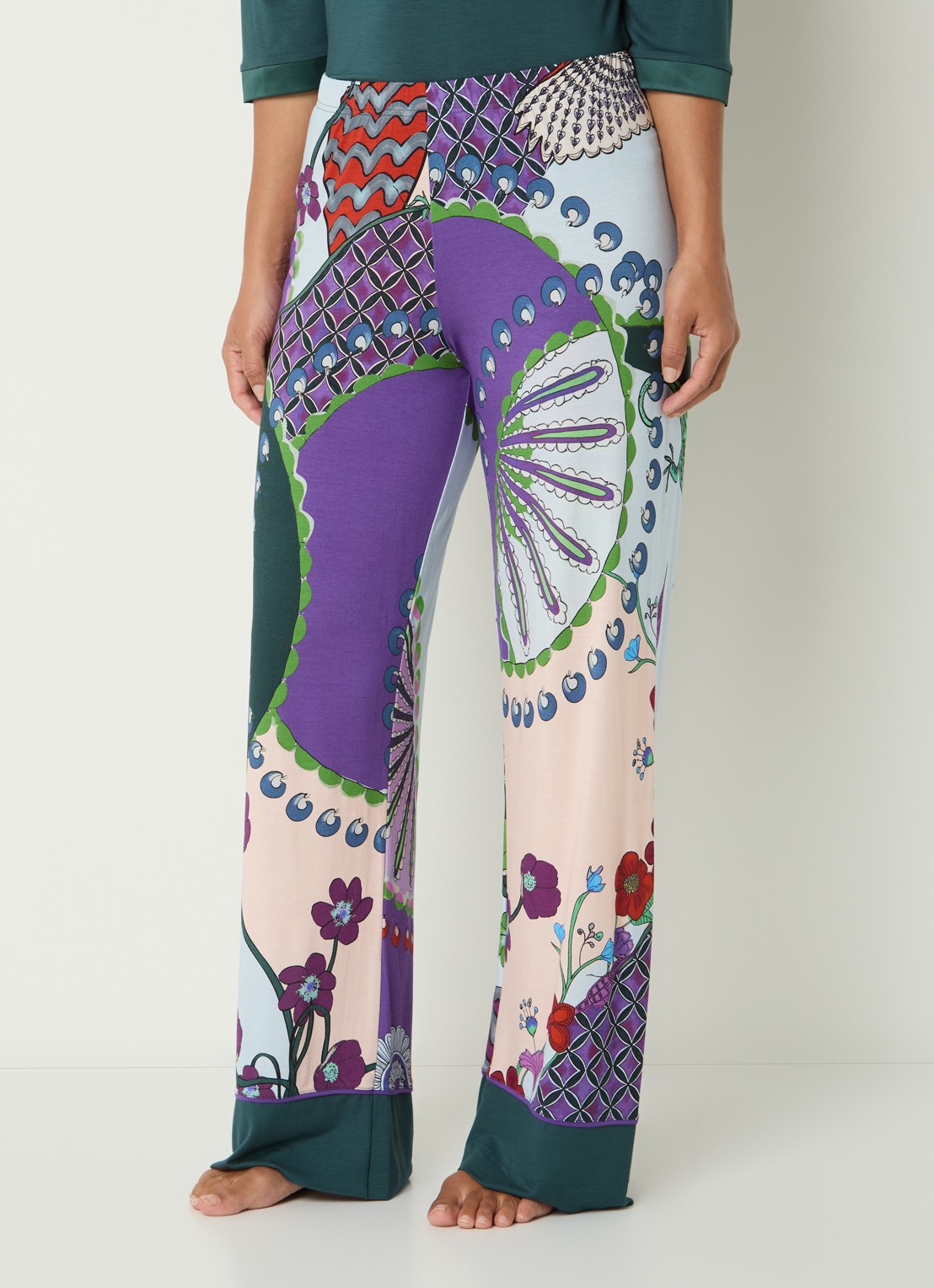 Mey Pyjamabroek met print - detail zeegroen