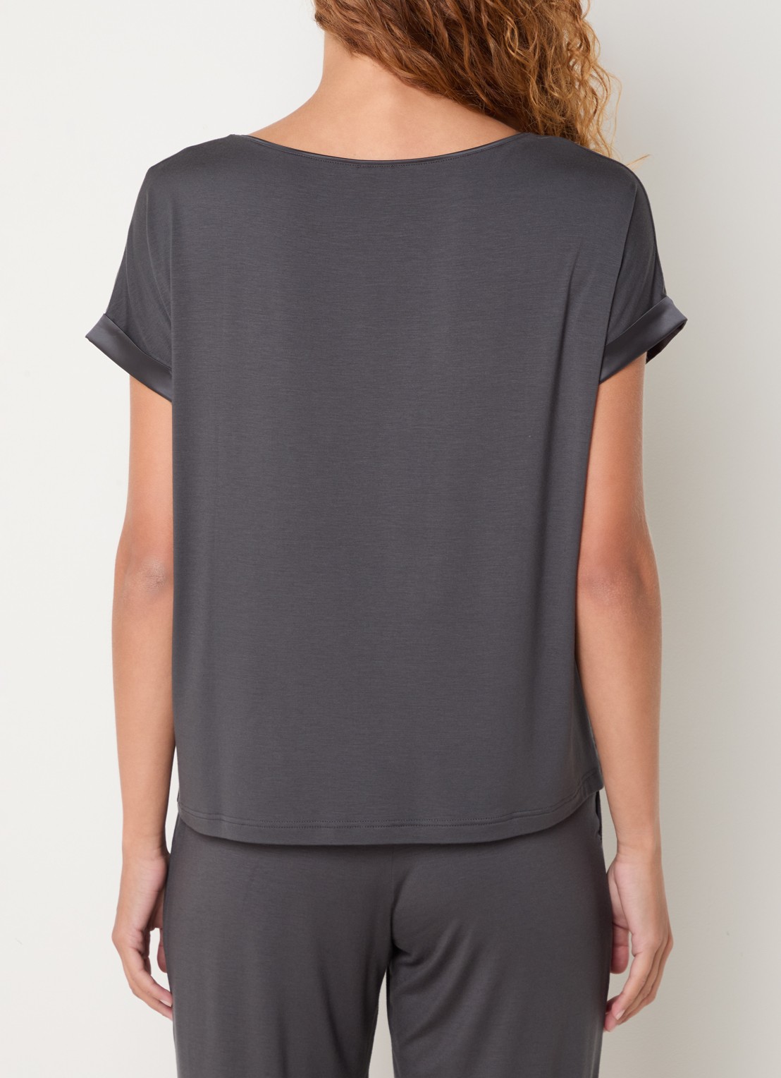 Mey Pyjamatop met contrast - achterkant 4 middengrijs