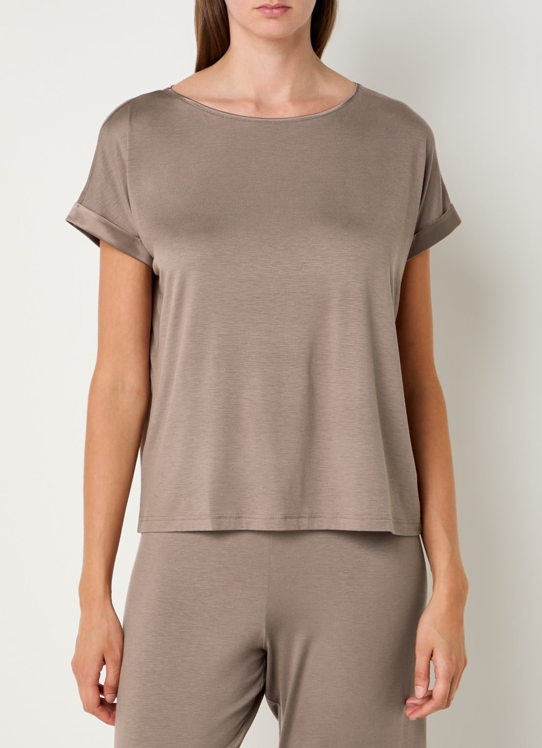 Mey Pyjamatop met ronde hals - detail 3 lichtbruin