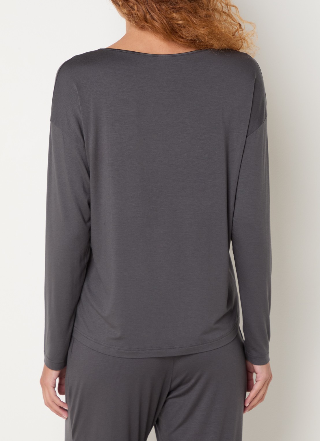 Mey Pyjamatop met ronde hals - achterkant middengrijs
