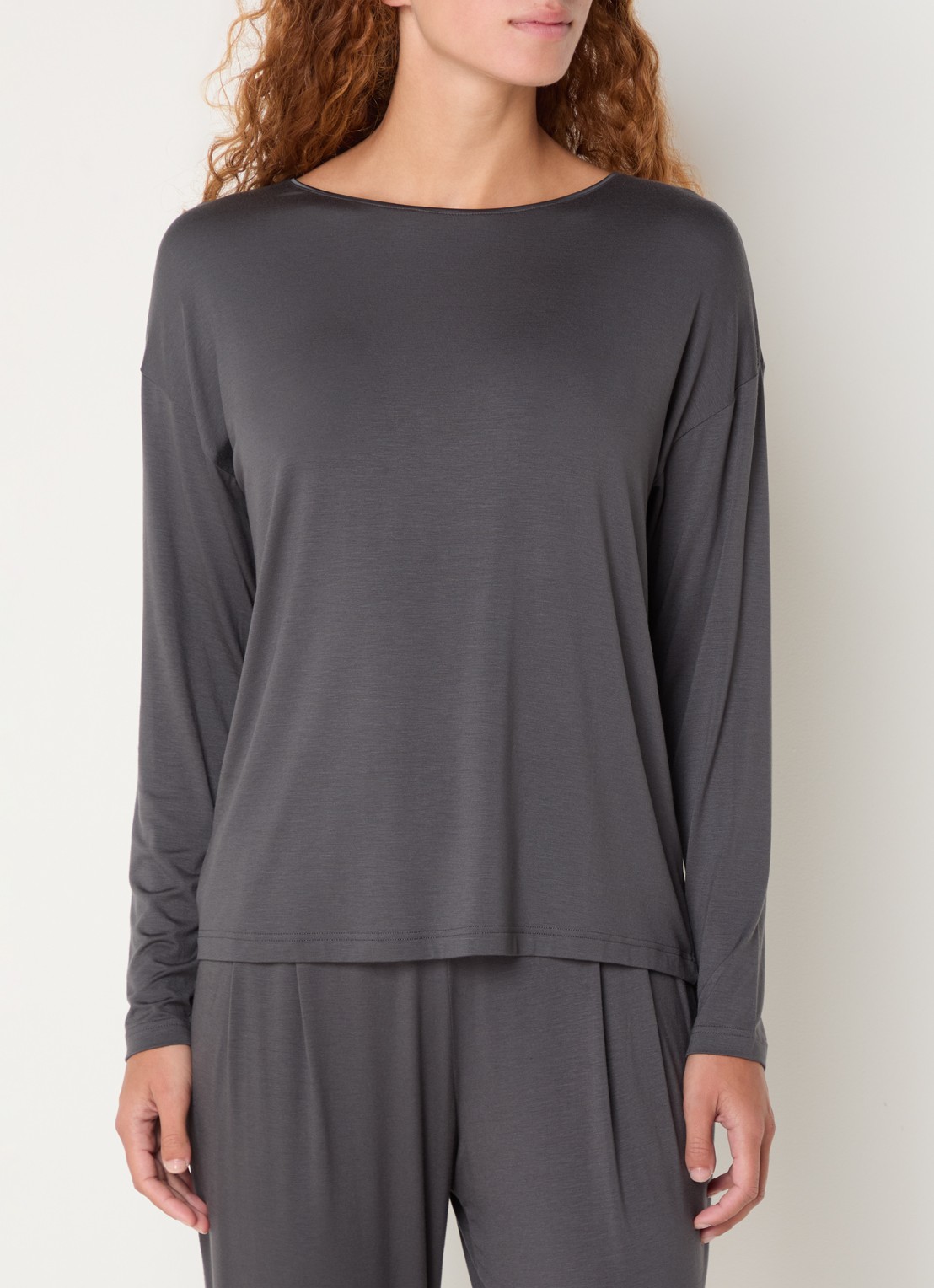 Mey Pyjamatop met ronde hals - detail 2 middengrijs