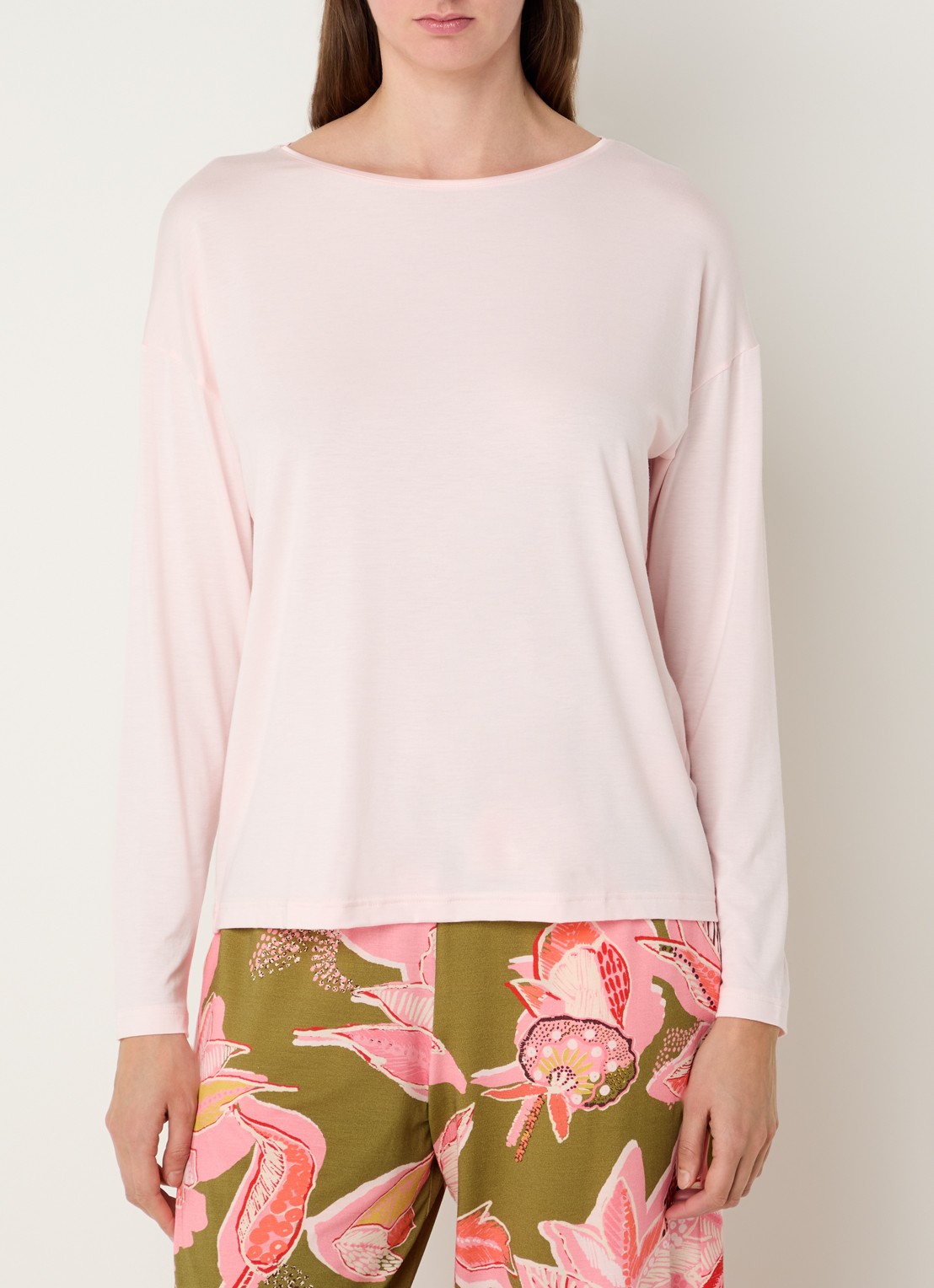 Mey Pyjamatop met ronde hals - detail lichtroze