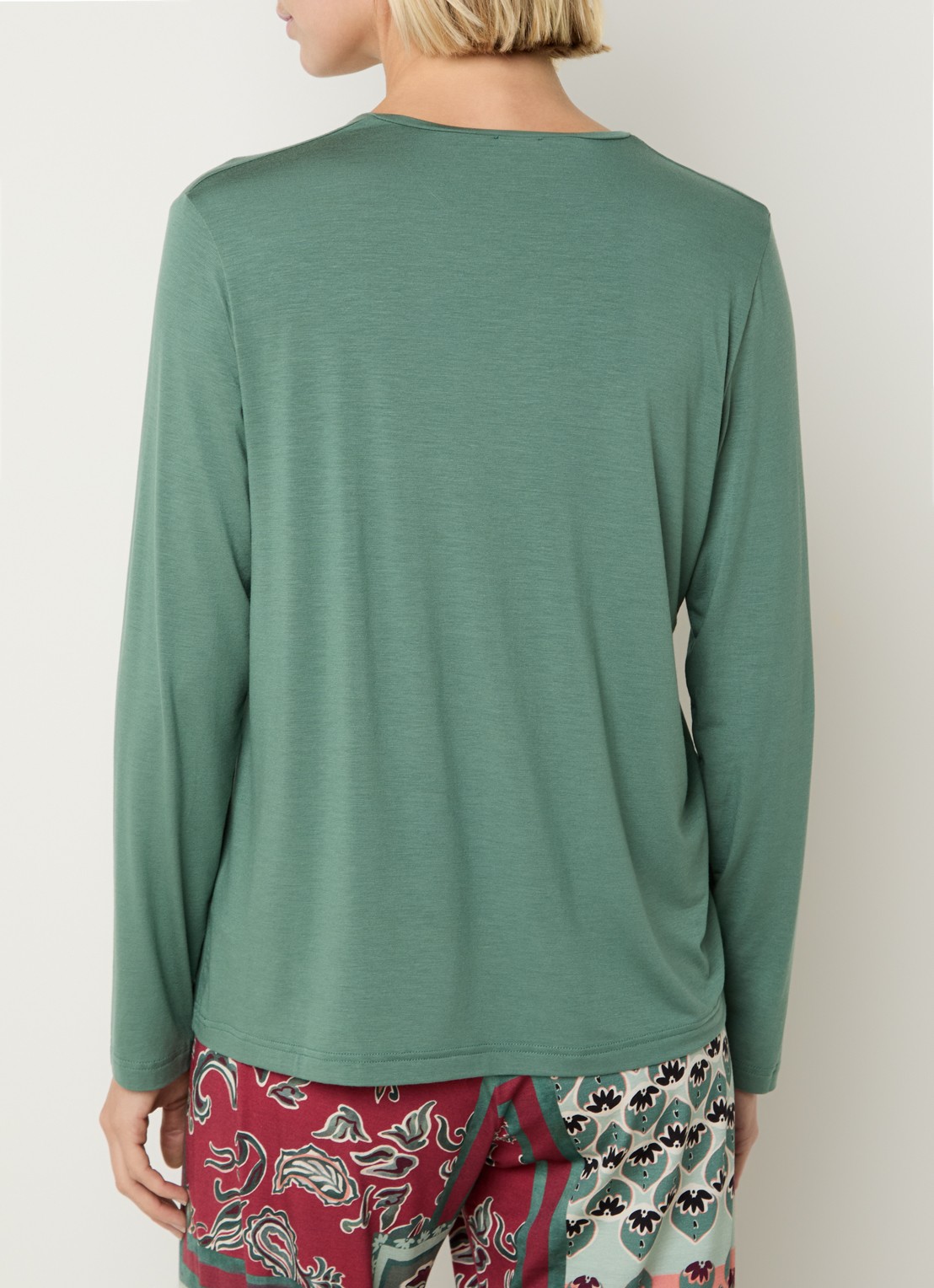 Mey Pyjamatop met V-hals - achterkant 2 zeegroen