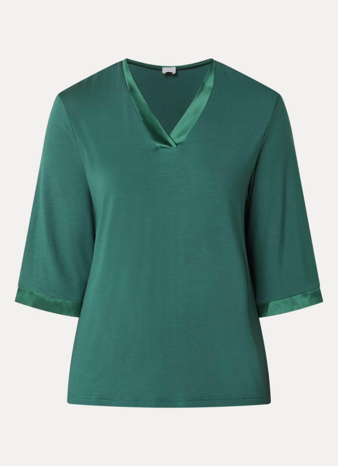 Mey Pyjamatop met V-hals - voorkant 3 donkergroen