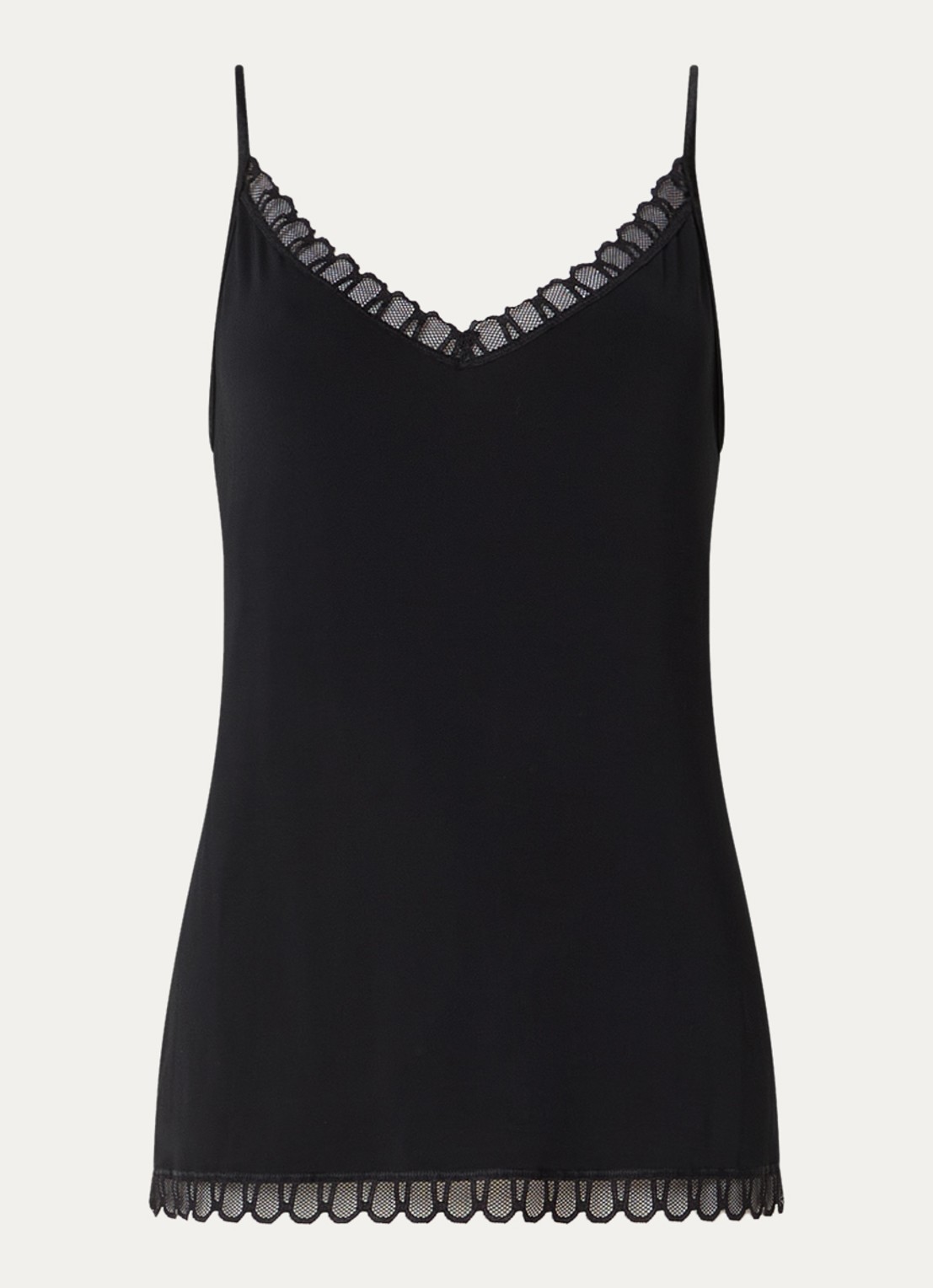 Mey Singlet van satijn met kant - voorkant zwart