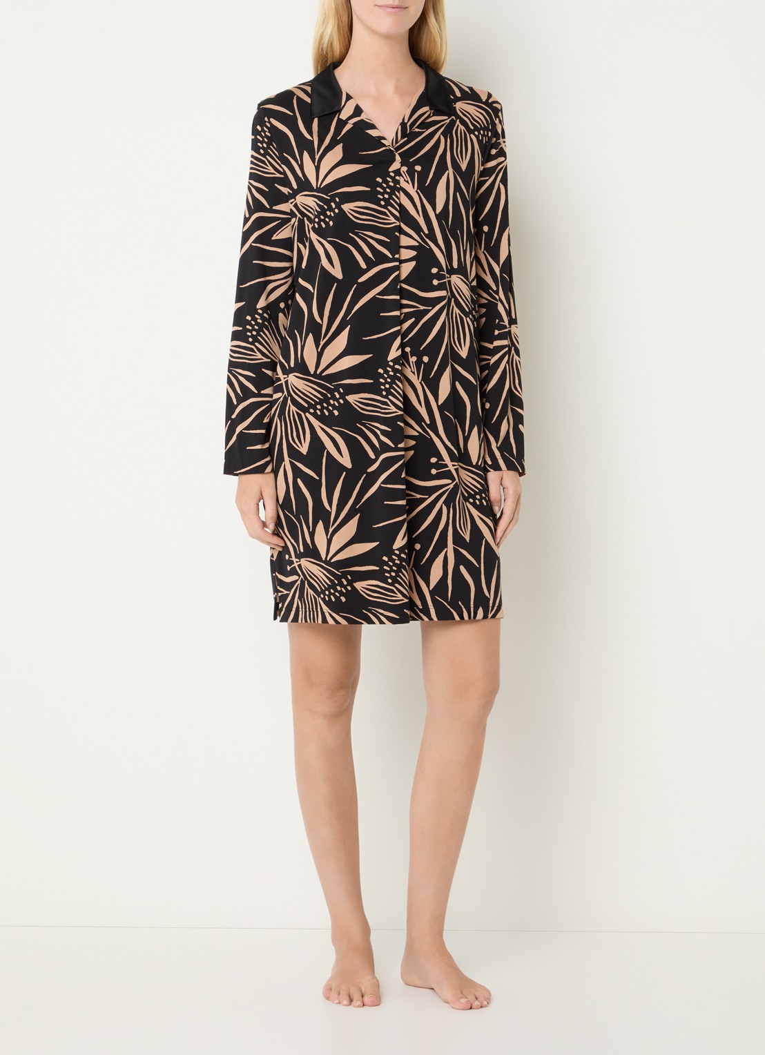 Mey Slipdress met print - voorkant 4 zwart