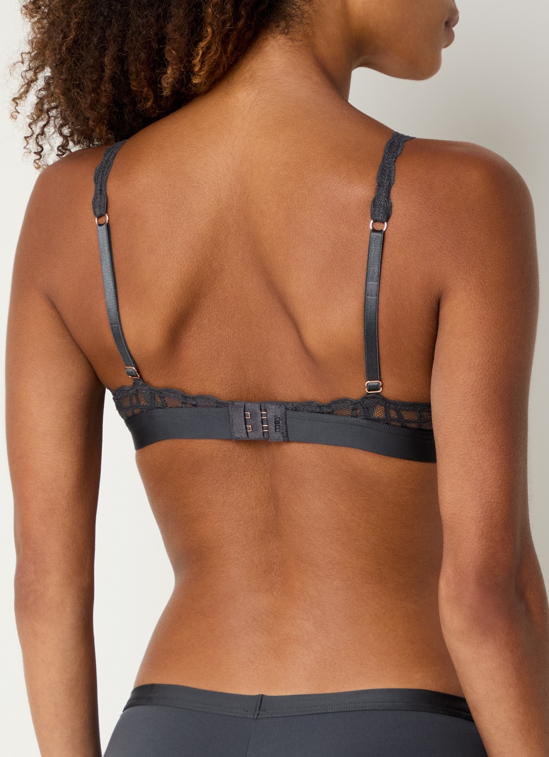 Mey Voorgevormde bralette met overlay van kant - achterkant donkergrijs