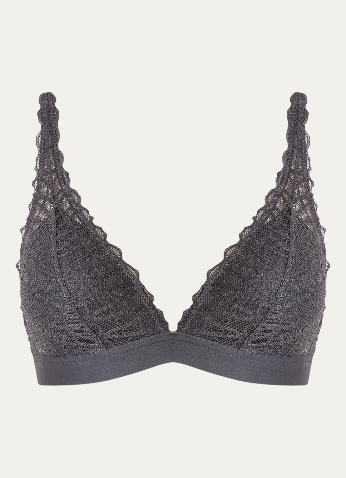 Mey Voorgevormde bralette met overlay van kant - voorkant 4 donkergrijs