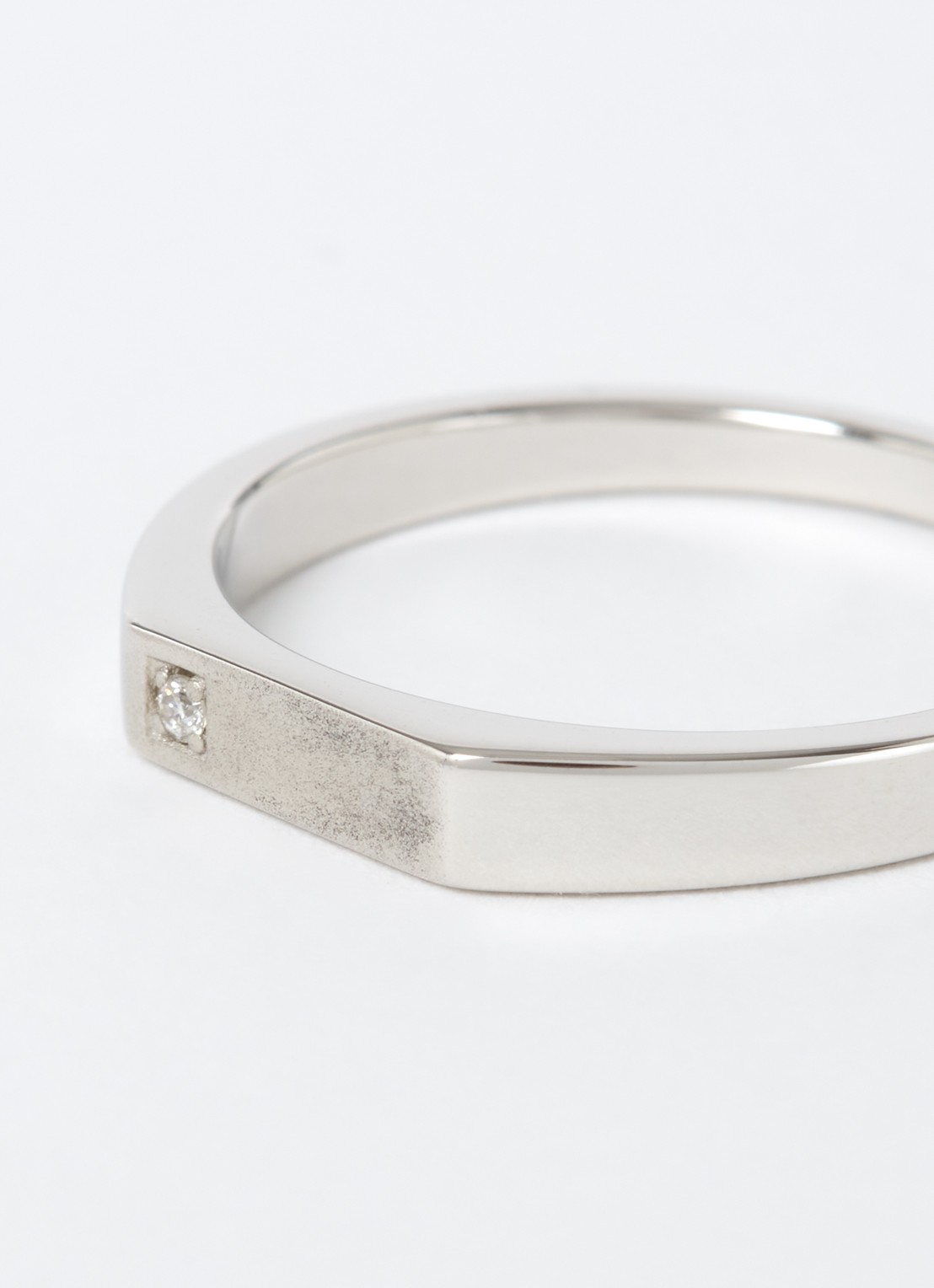 Miansai Thin Geo zegelring van sterling zilver met steen  - voorkant 2 zilver
