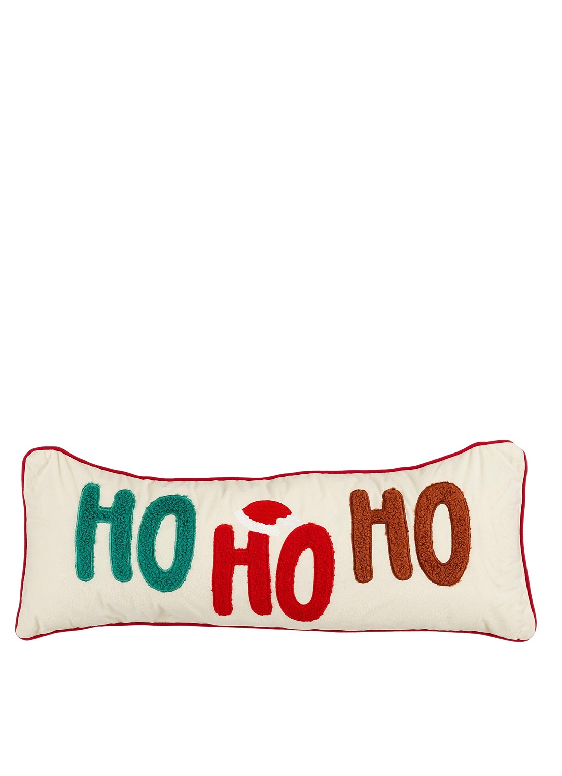 Mica Decorations Hohoho sierkussen 60 x 25 cm - voorkant wit