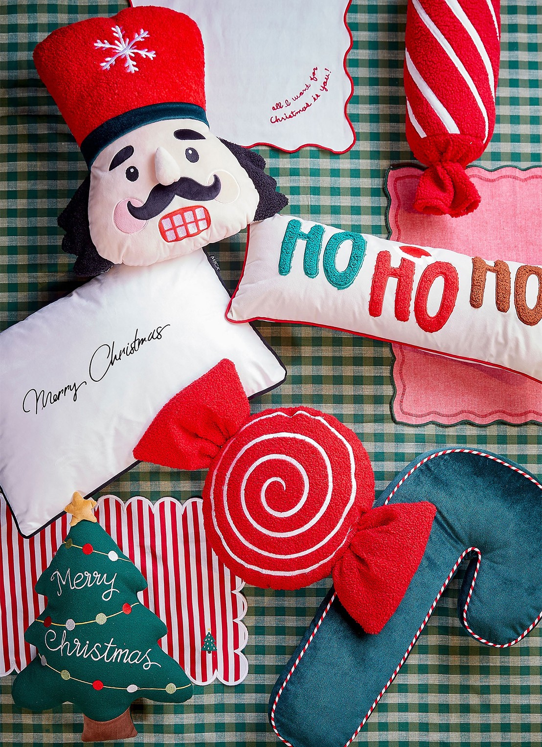 Mica Decorations Hohoho sierkussen 60 x 25 cm - voorkant 2 wit