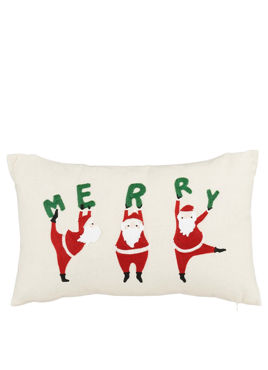 Mica Decorations Kerstman sierkussen 50 x 30 cm - voorkant gebroken wit
