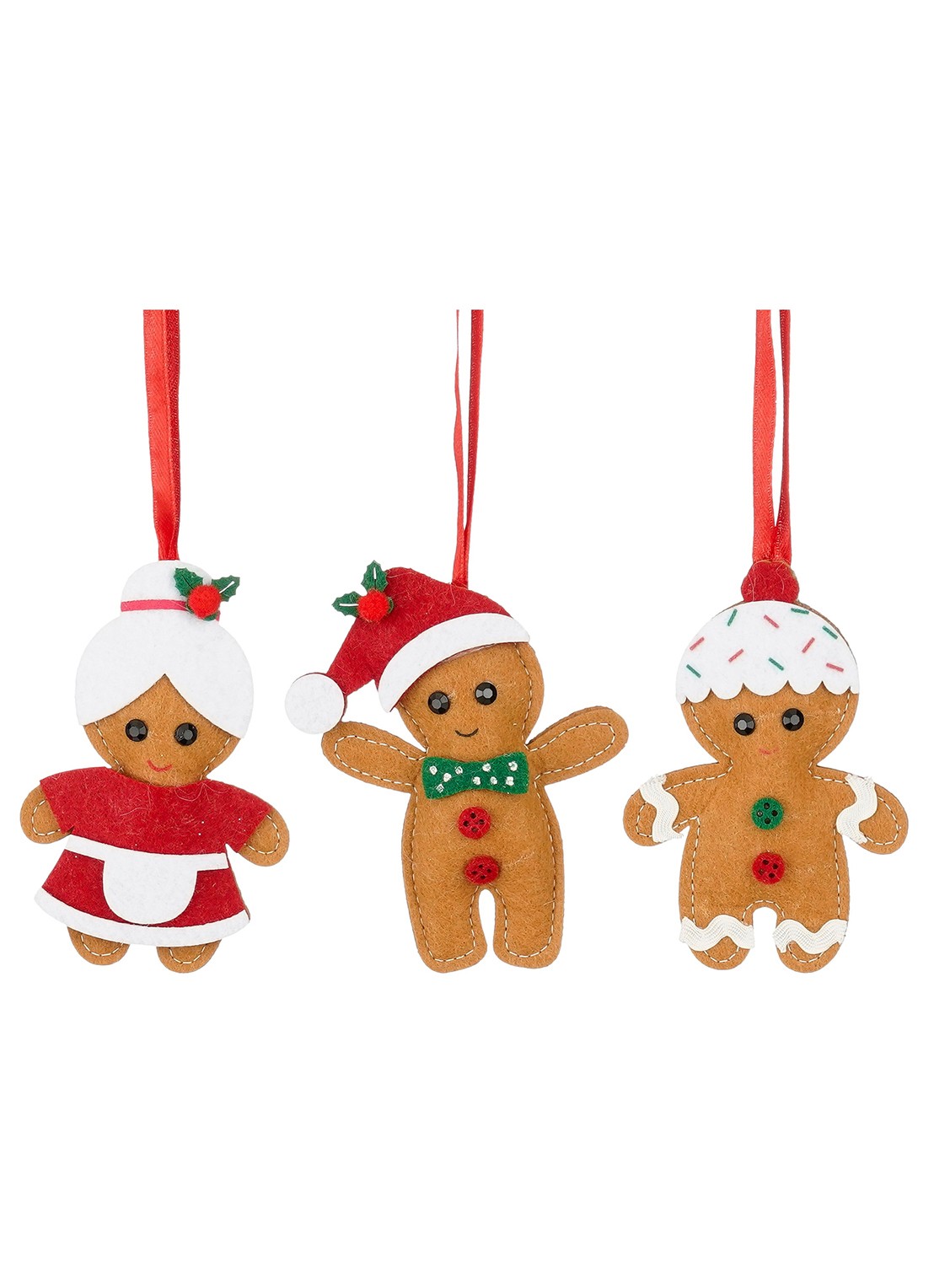Mica Decorations Peperkoek kersthanger 11 cm set van 3 - voorkant bruin