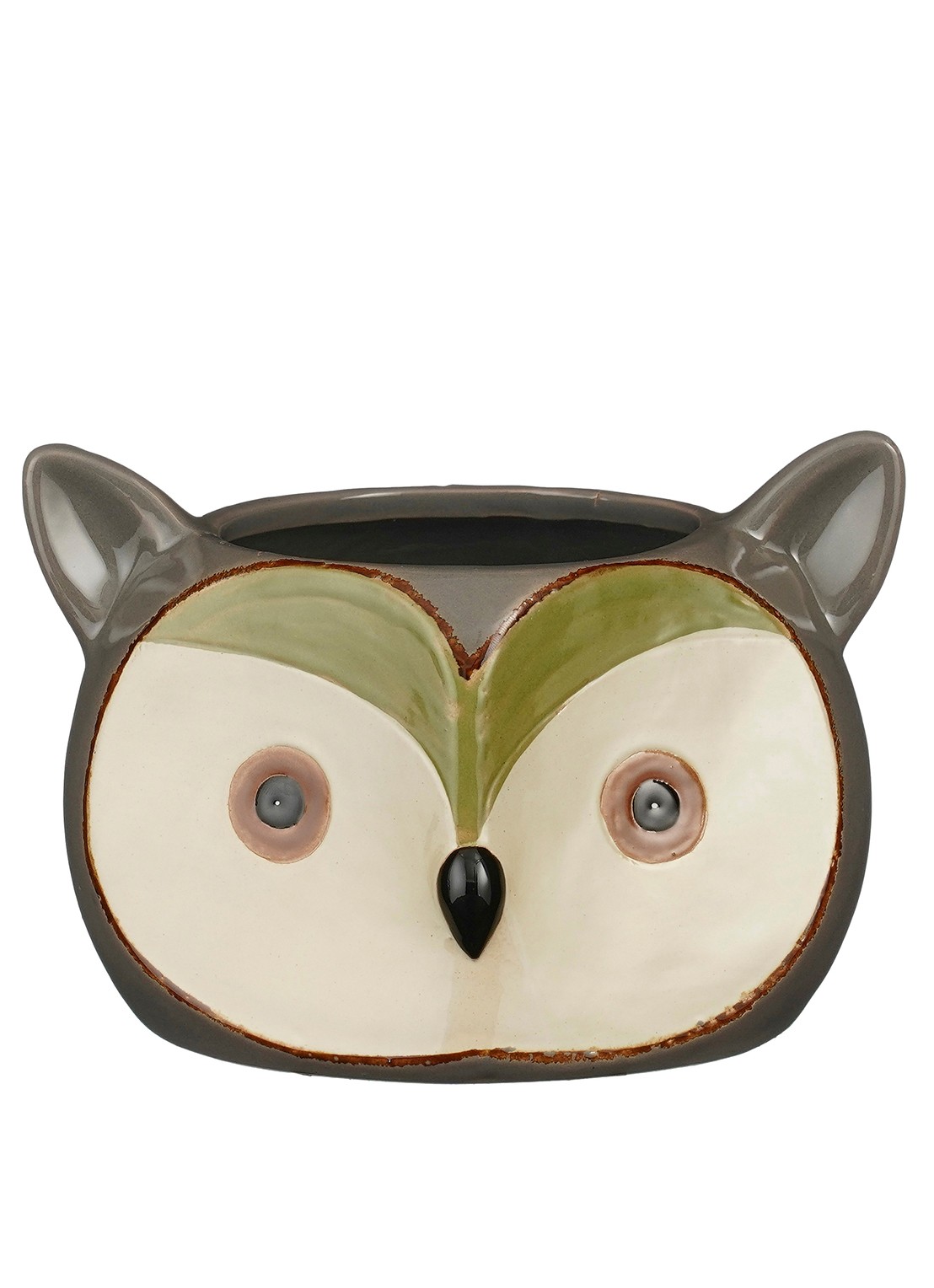 Mica Decorations Uil pot 16,5 cm - voorkant grijs