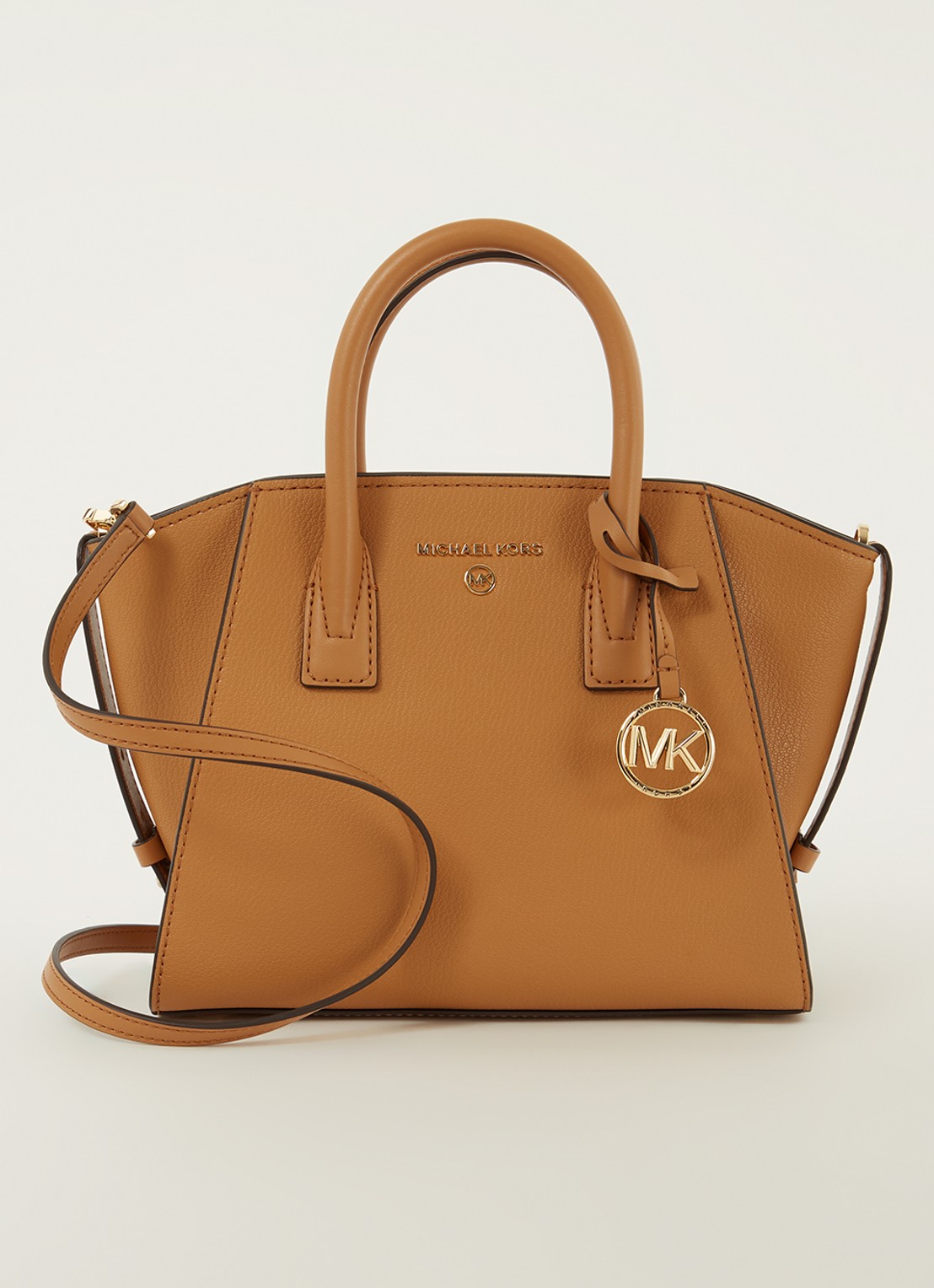 Michael Kors Avril Small handtas van leer  - voorkant 3 cognac