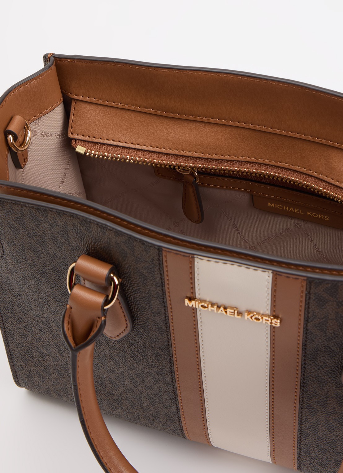 Michael Kors Becca handtas met logoprint en afneembare schouderriem  - detail 4 bruin