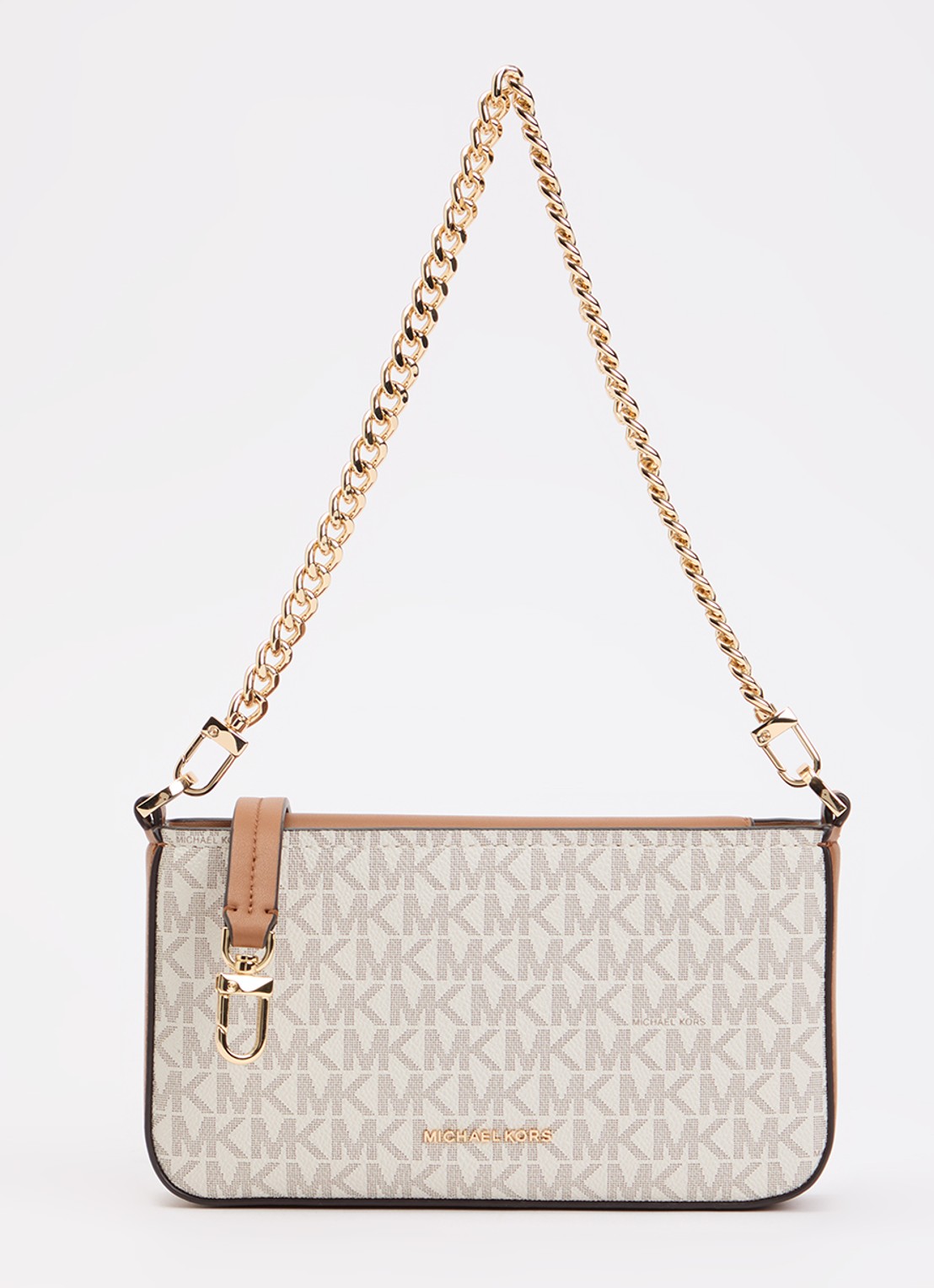 Michael Kors Bryant crossbodytas met logoprint en afneembare schouderriem  - voorkant 2 gebroken wit
