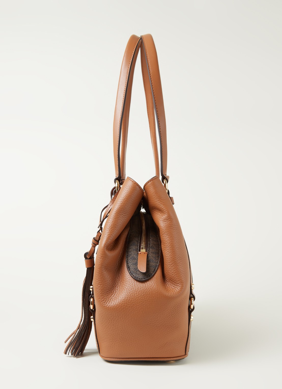 Michael Kors Carrie Large schoudertas met logoprint - detail 4 bruin