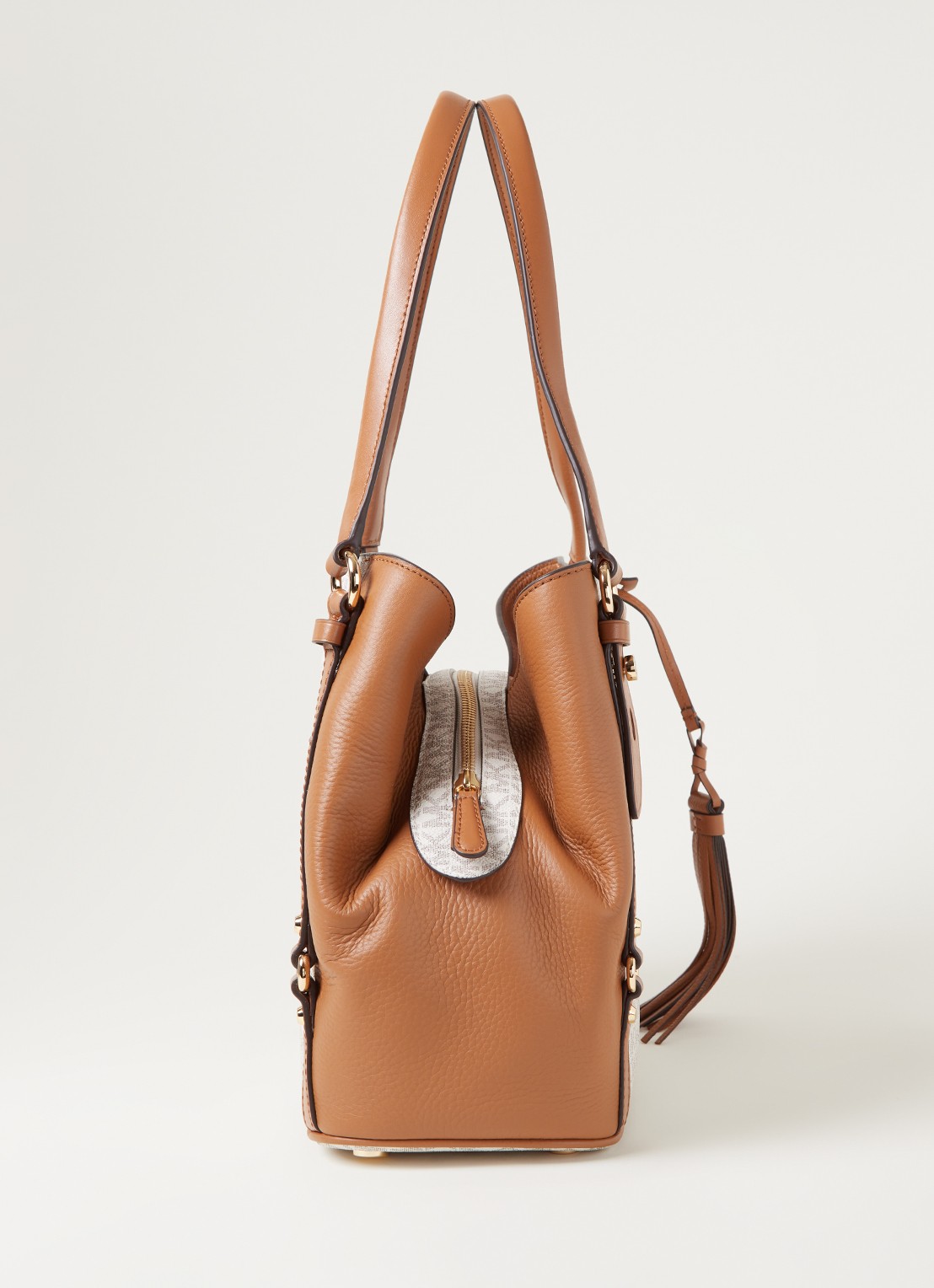 Michael Kors Carrie Large schoudertas met logoprint - detail 2 vanillegeel