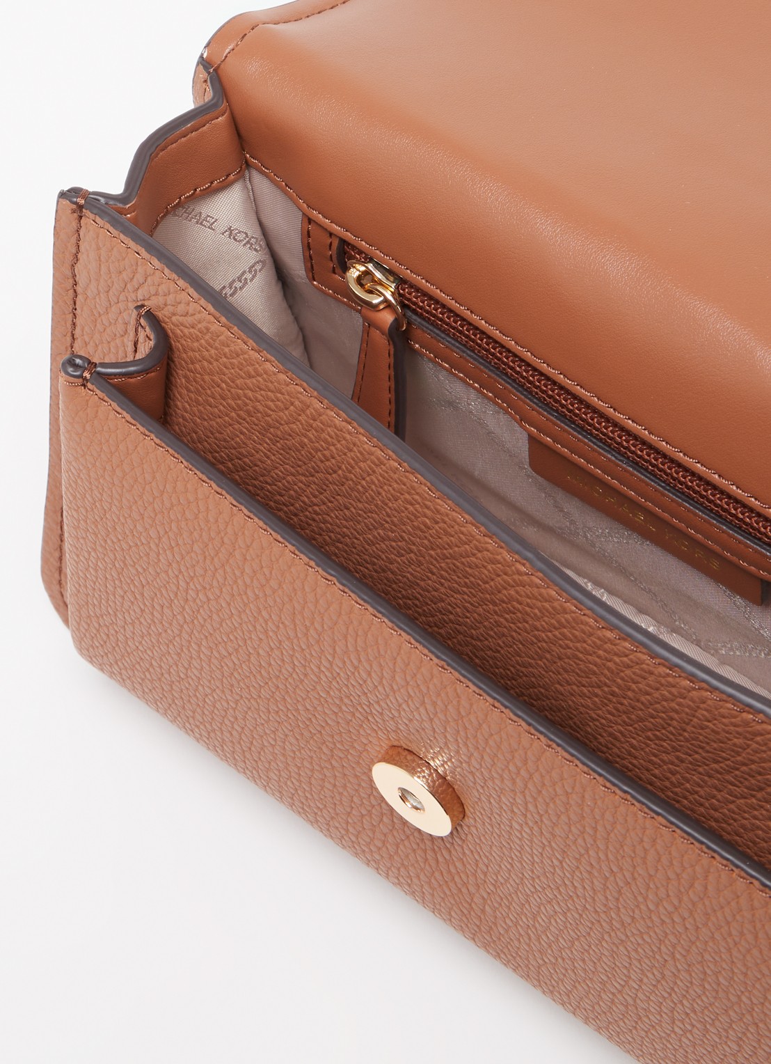 Michael Kors Claire Large crossbodytas van leer - detail 2 roestbruin