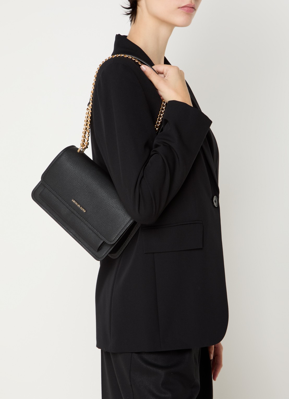Michael Kors Claire Large crossbodytas van leer - voorkant 2 zwart