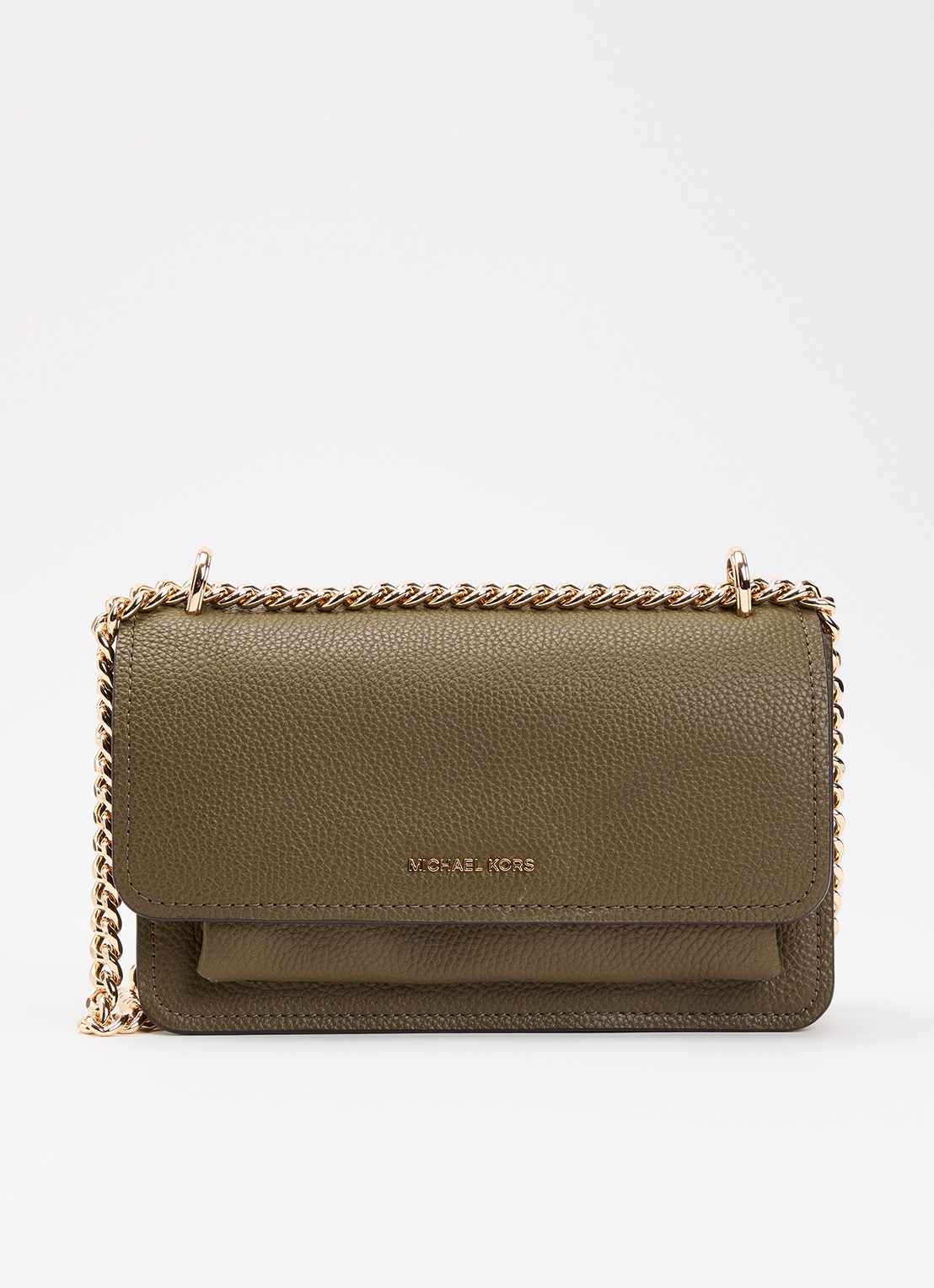 Michael Kors Claire Large schoudertas van leer - voorkant 4 olijfgroen