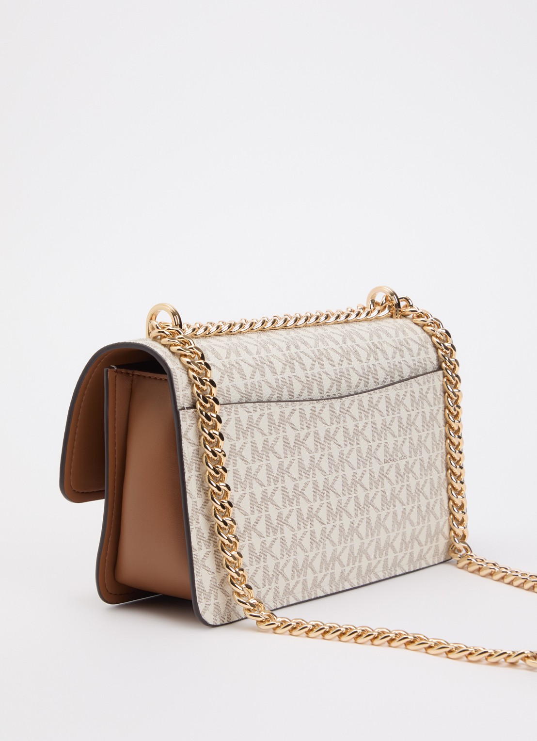 Michael Kors Claire schoudertas met logoprint en kettingdetail  - achterkant gebroken wit