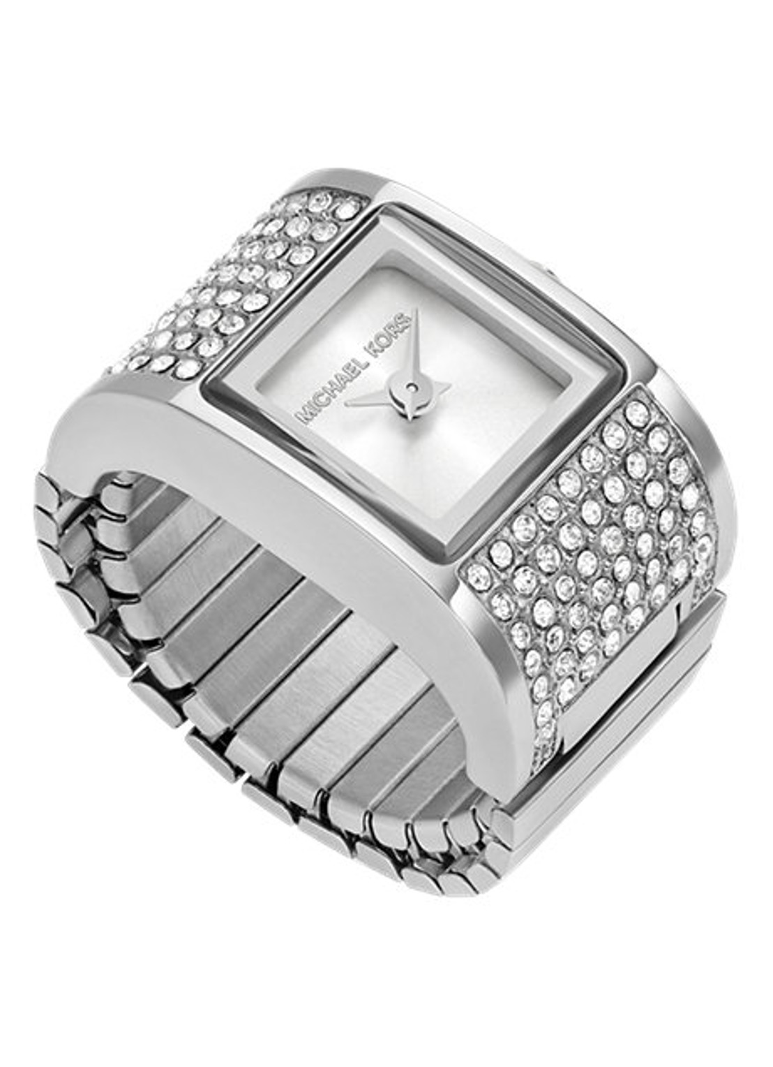 Michael Kors Darrington horloge ring MK4884 - voorkant zilver