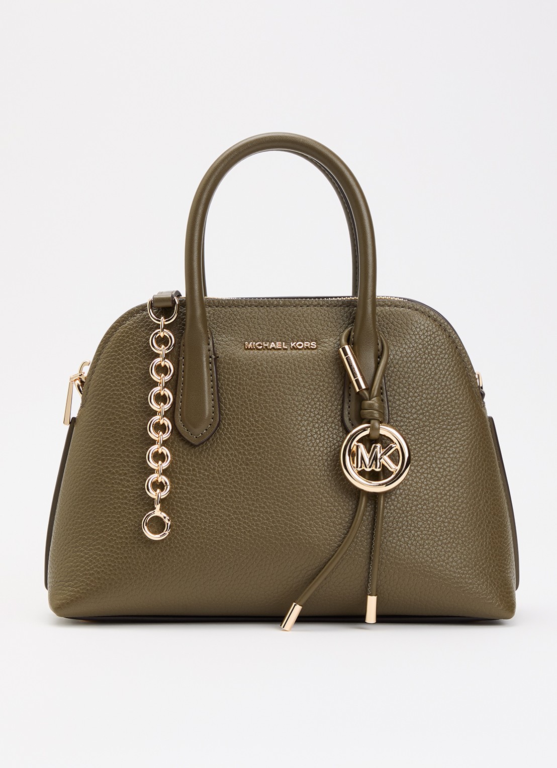 Michael Kors Freddie Dome crossbodytas met tasbedel  - voorkant 4 olijfgroen