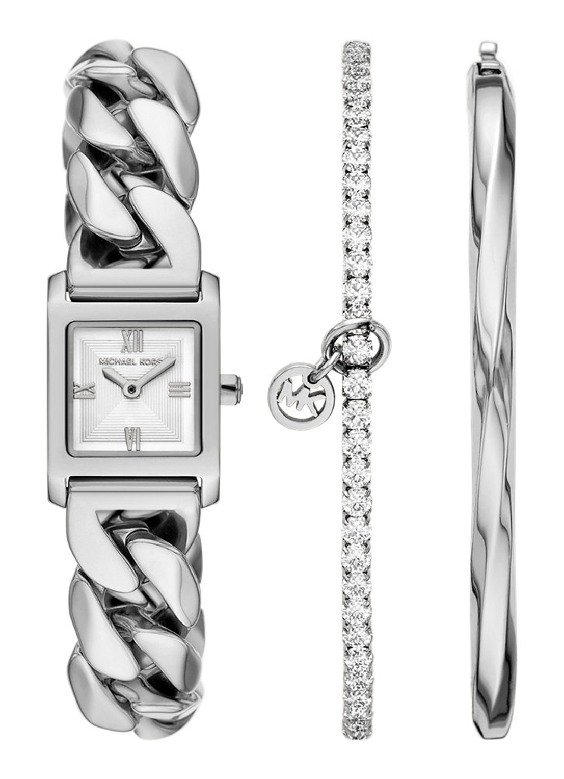 Michael Kors Georgie horloge en armbanden set van 3 MK7657SET - voorkant 6 zilver