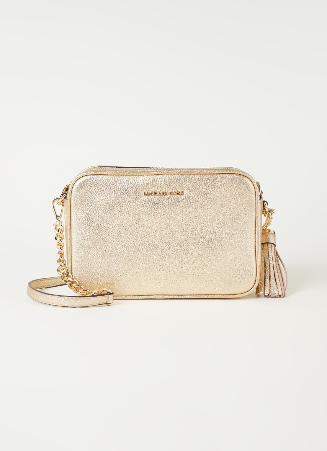 Michael Kors Ginny crossbodytas van leer - voorkant 4 goud