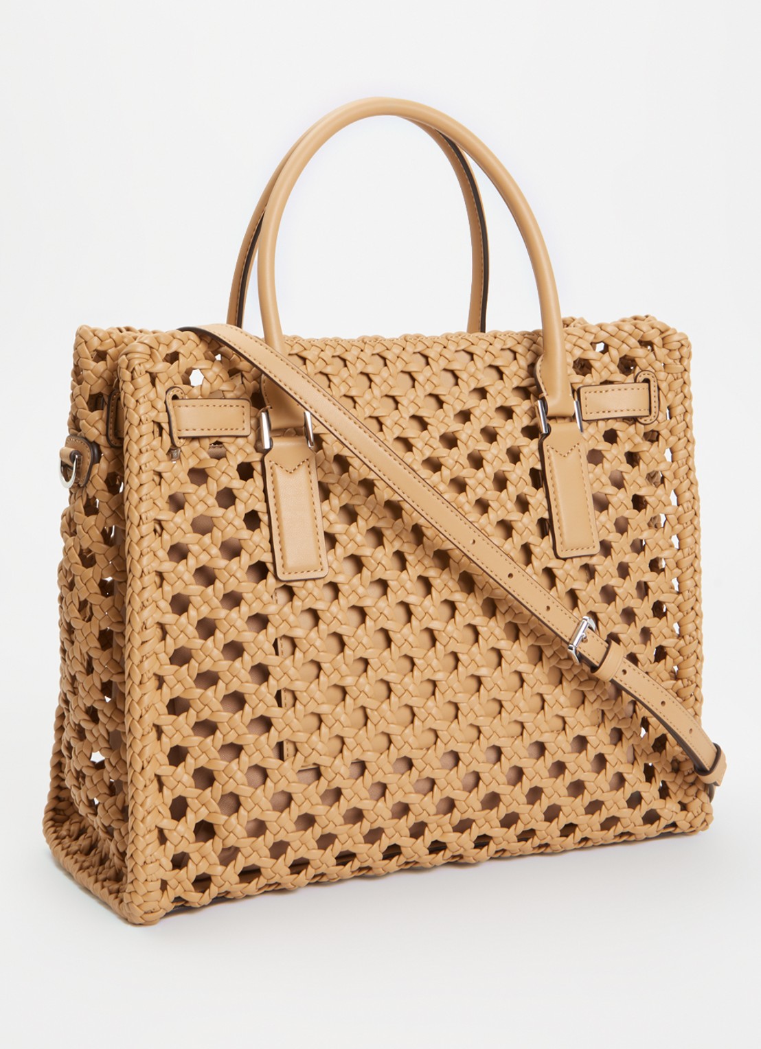 Michael Kors Hamilton handtas met afneembare schouderriem - achterkant beige