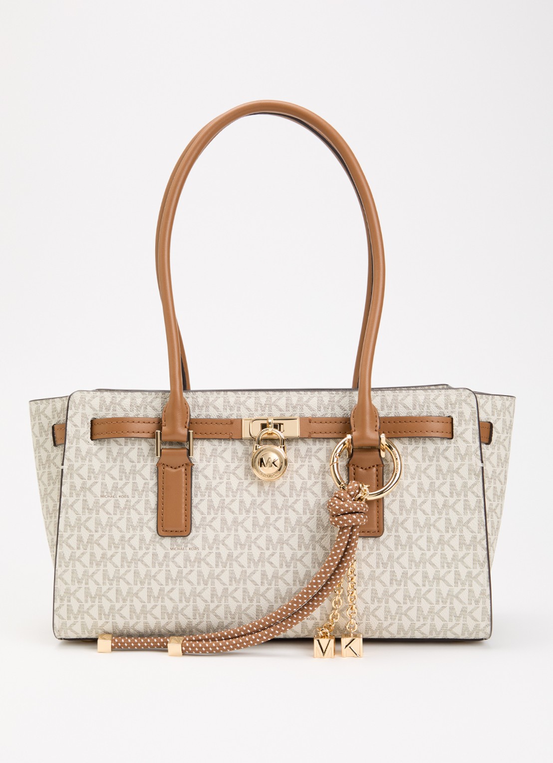 Michael Kors Hamilton schoudertas met logoprint - voorkant bruin