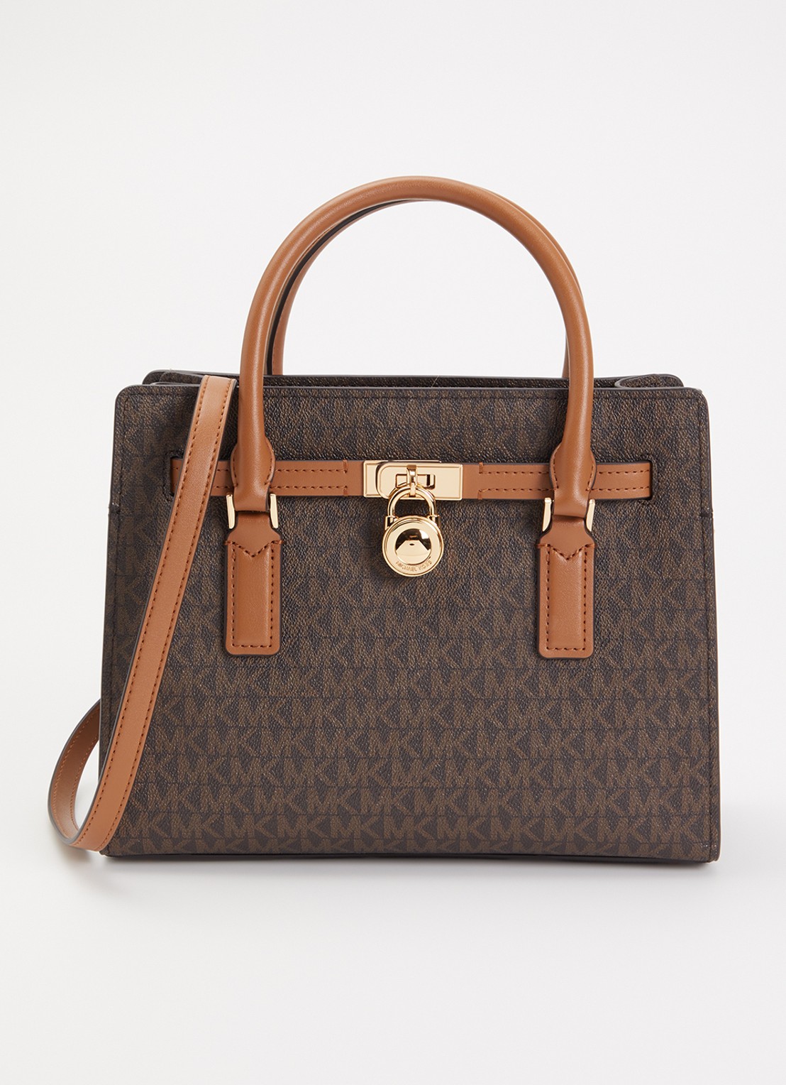 Michael Kors Hamilton Small handtas met afneembare schouderriem - voorkant 5 donkerbruin