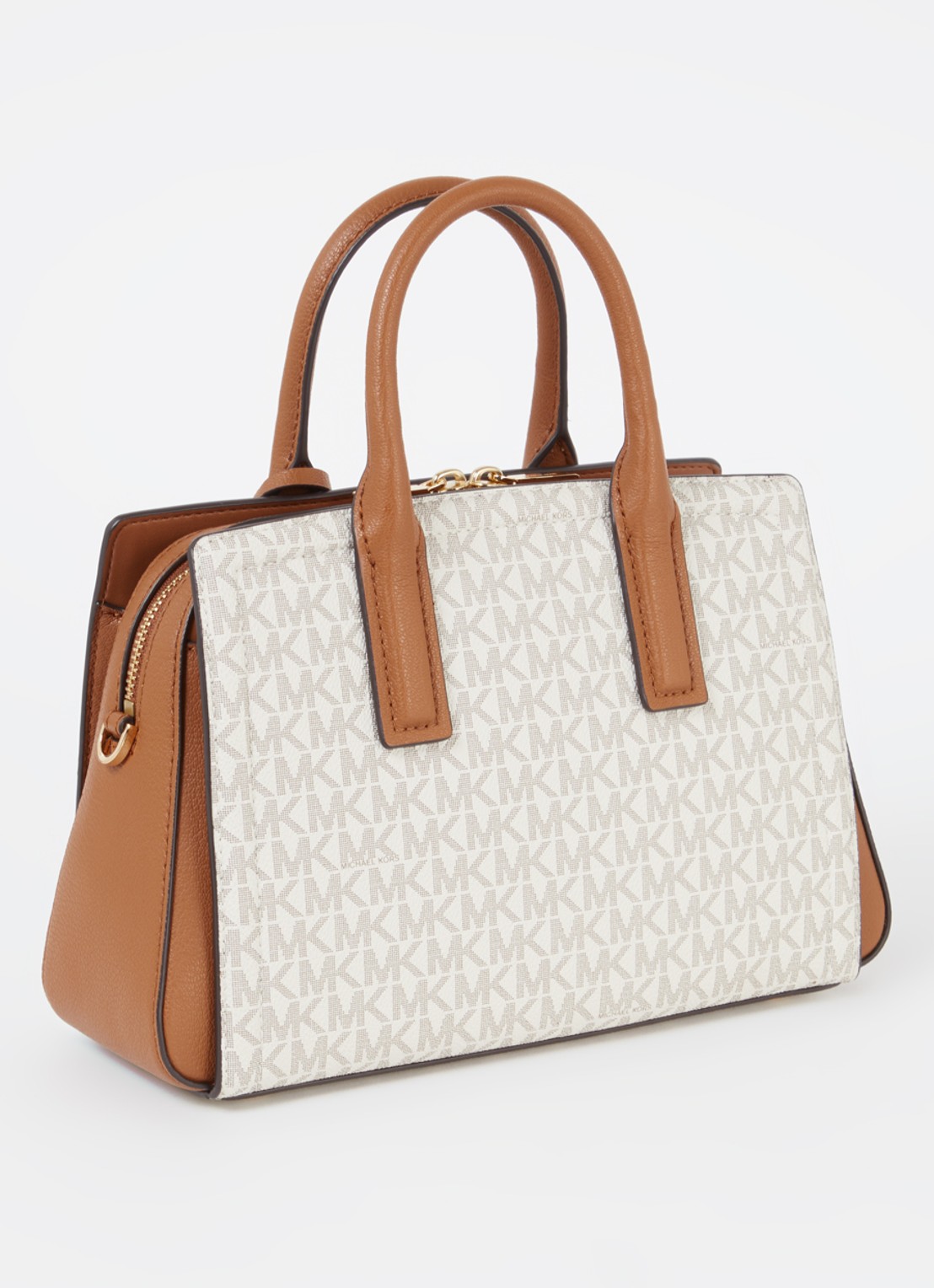 Michael Kors Handtas met logoprint en afneembare schouderriem - achterkant cognac