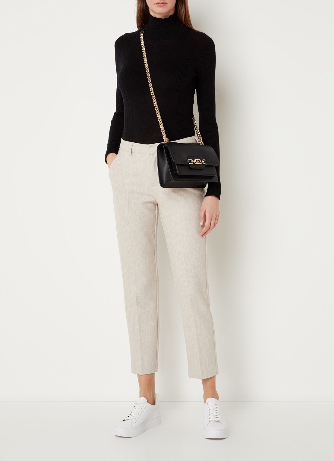 Michael Kors Heather Large schoudertas met logoprint - voorkant 3 zwart