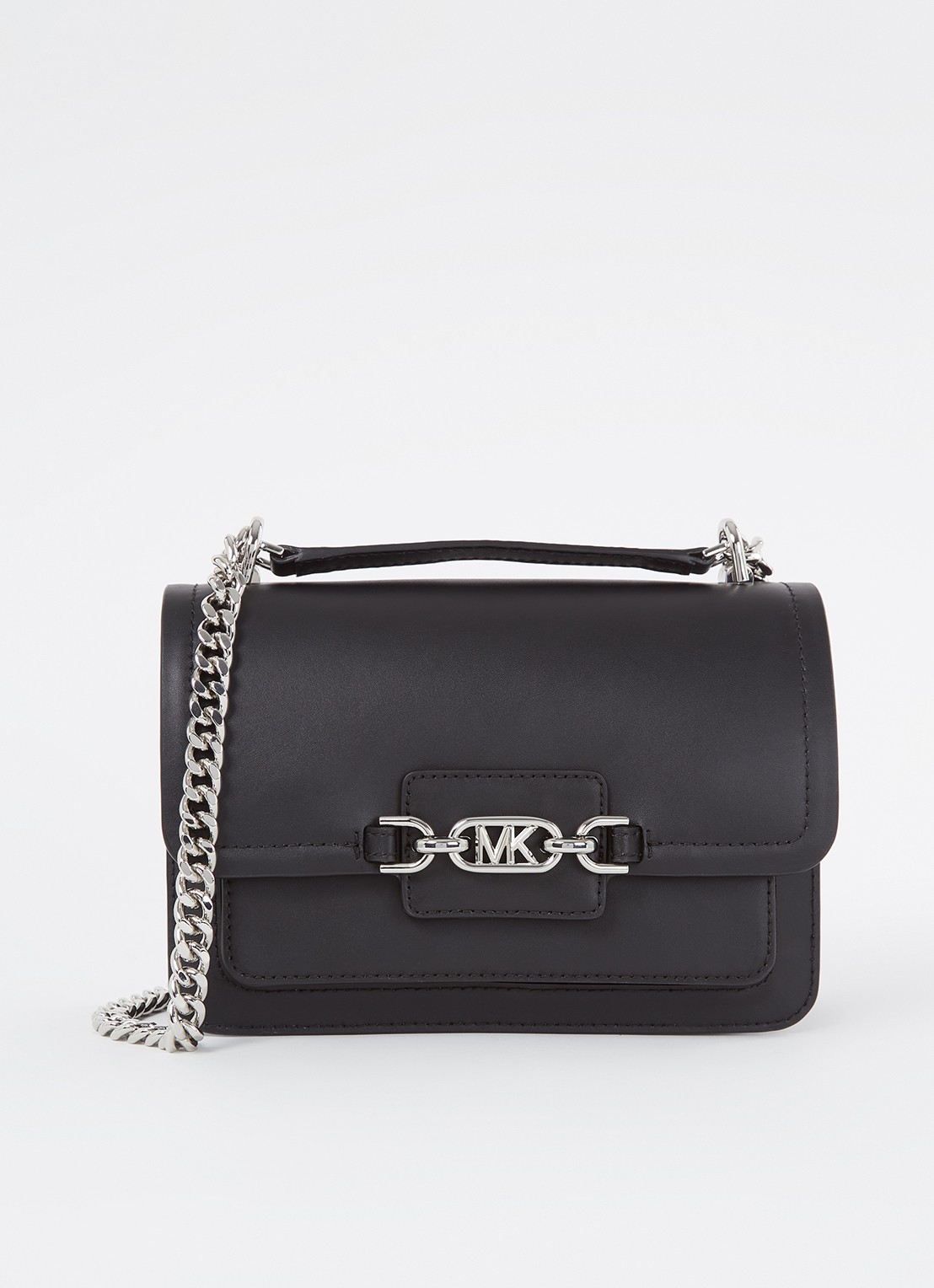 Michael Kors Heather Large schoudertas met logoprint - voorkant diepzwart