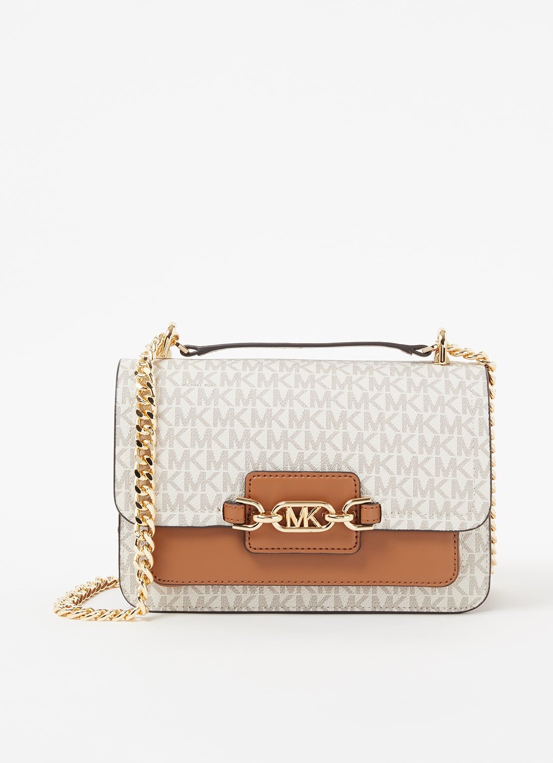 Michael Kors Heather Large schoudertas met logoprint - voorkant 2 beige